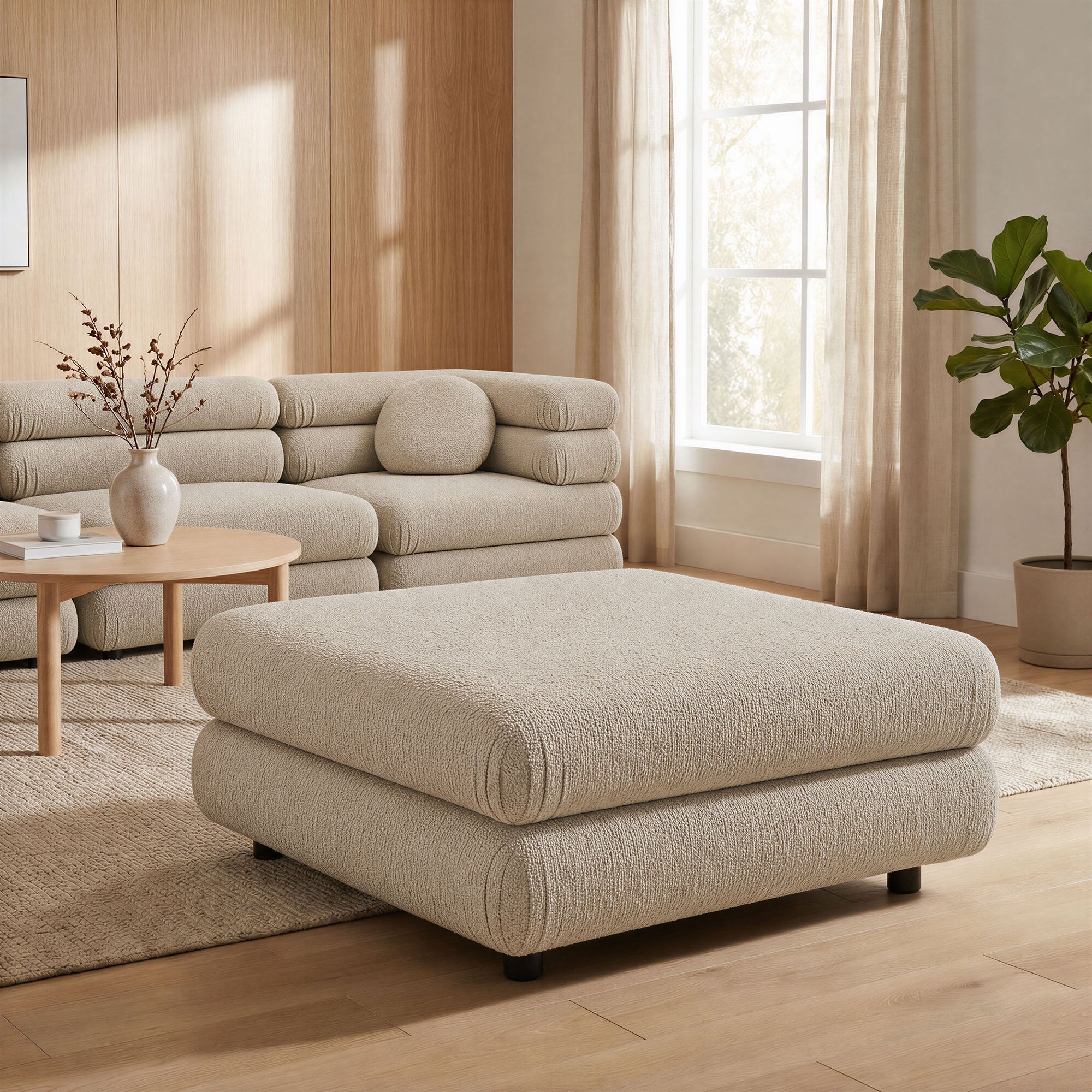 Jubilee Upholstered Ottoman - Linen