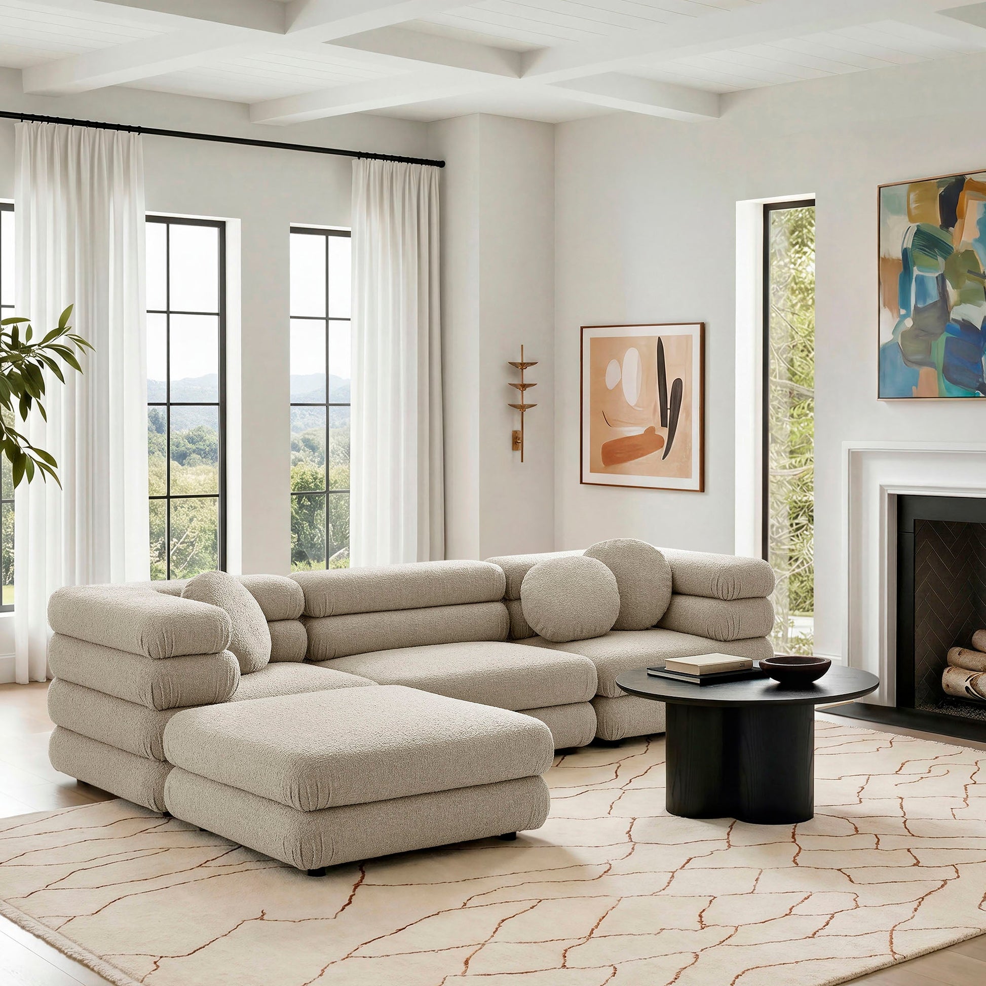 Jubilee 4-Piece Upholstered Modular Sofa Set - Linen