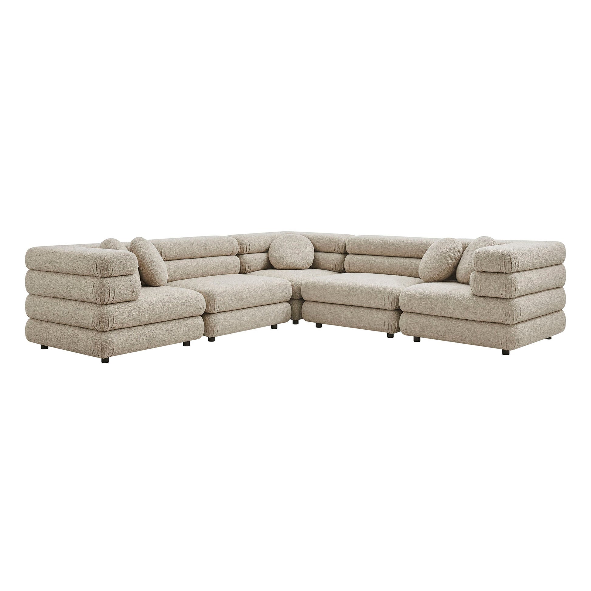 Jubilee 5-Piece Upholstered Modular L-Shaped Sofa Set - Linen