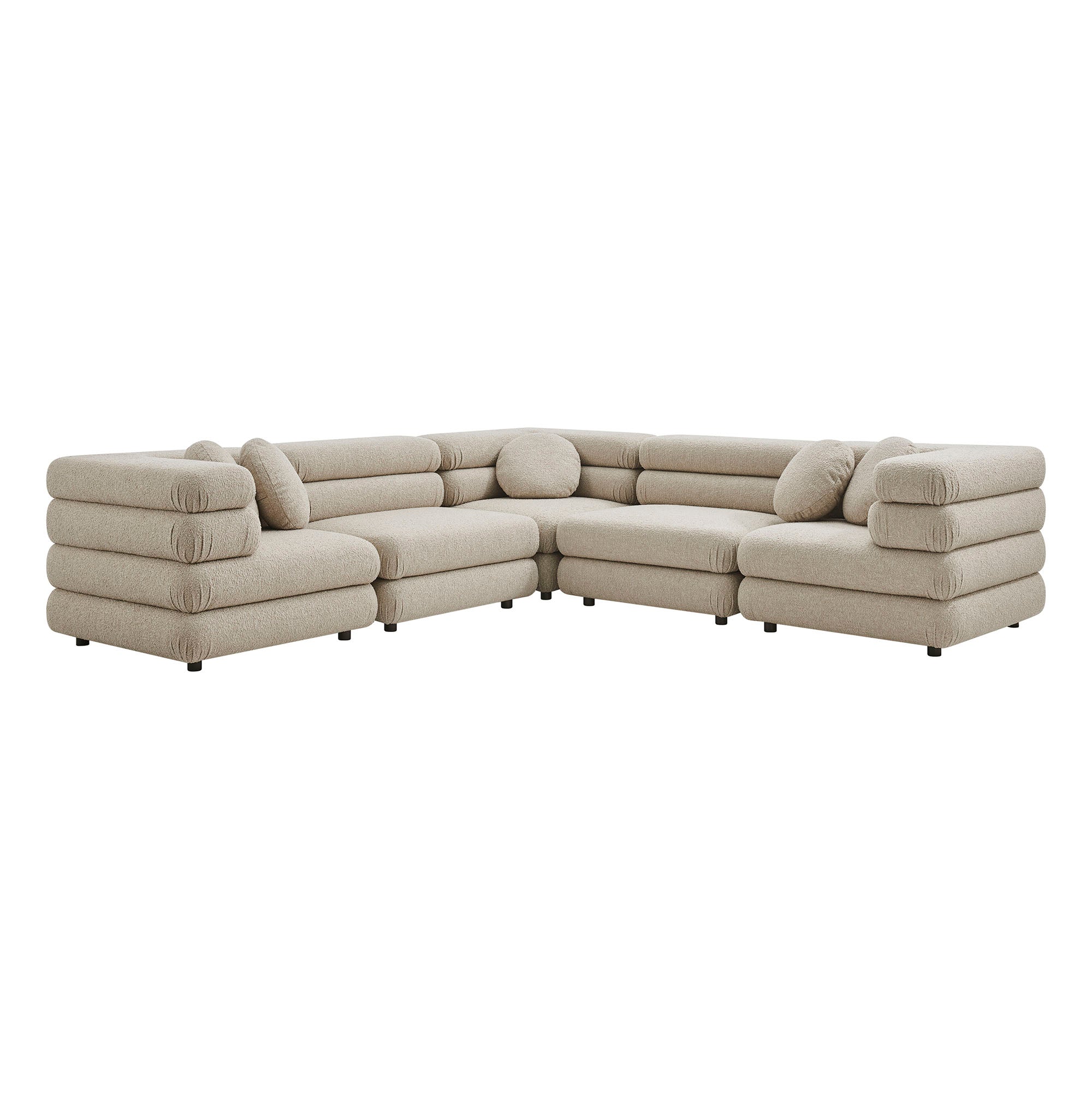 Jubilee 5-Piece Upholstered Modular L-Shaped Sofa Set - Linen