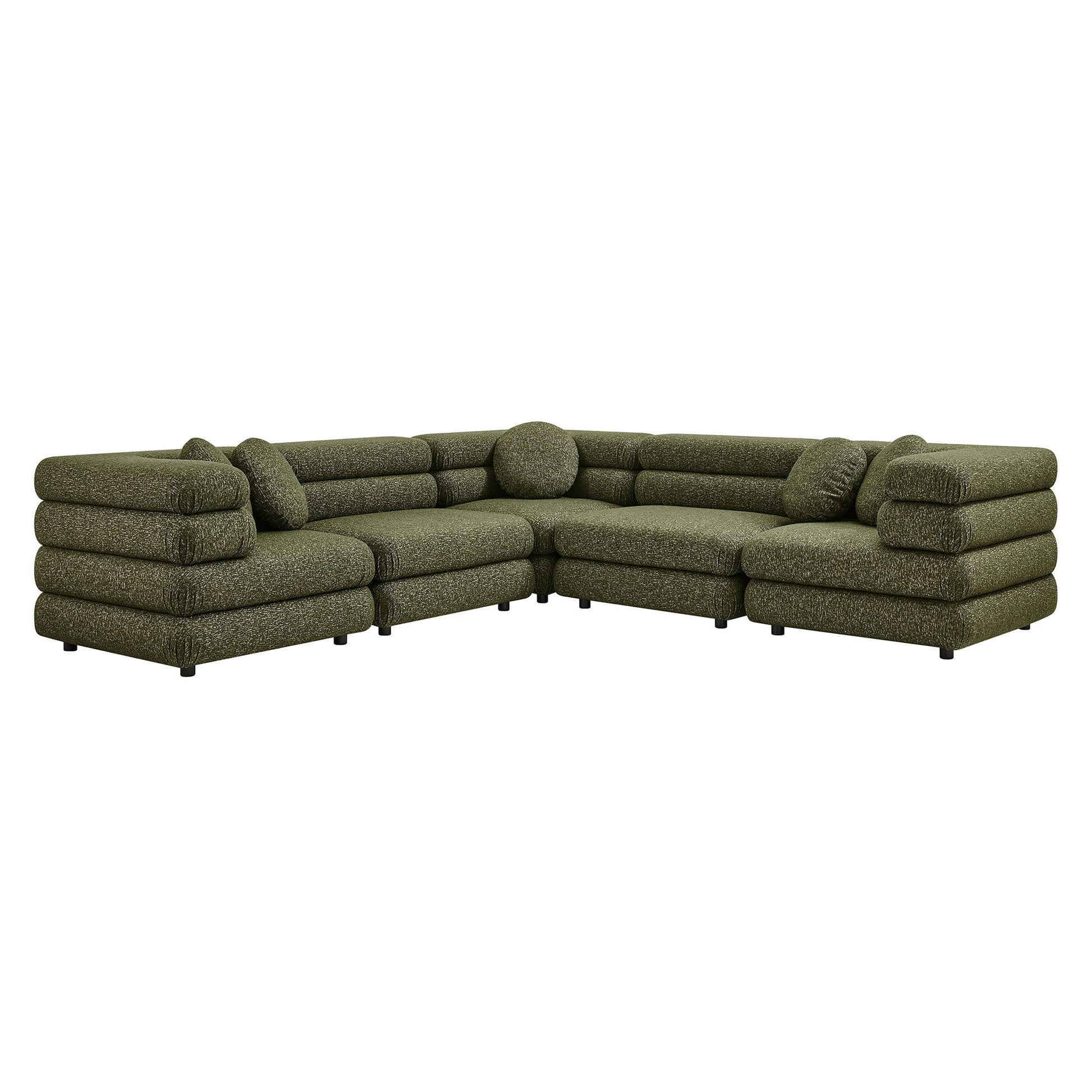 Jubilee 5-Piece Upholstered Modular L-Shaped Sofa Set - Olive
