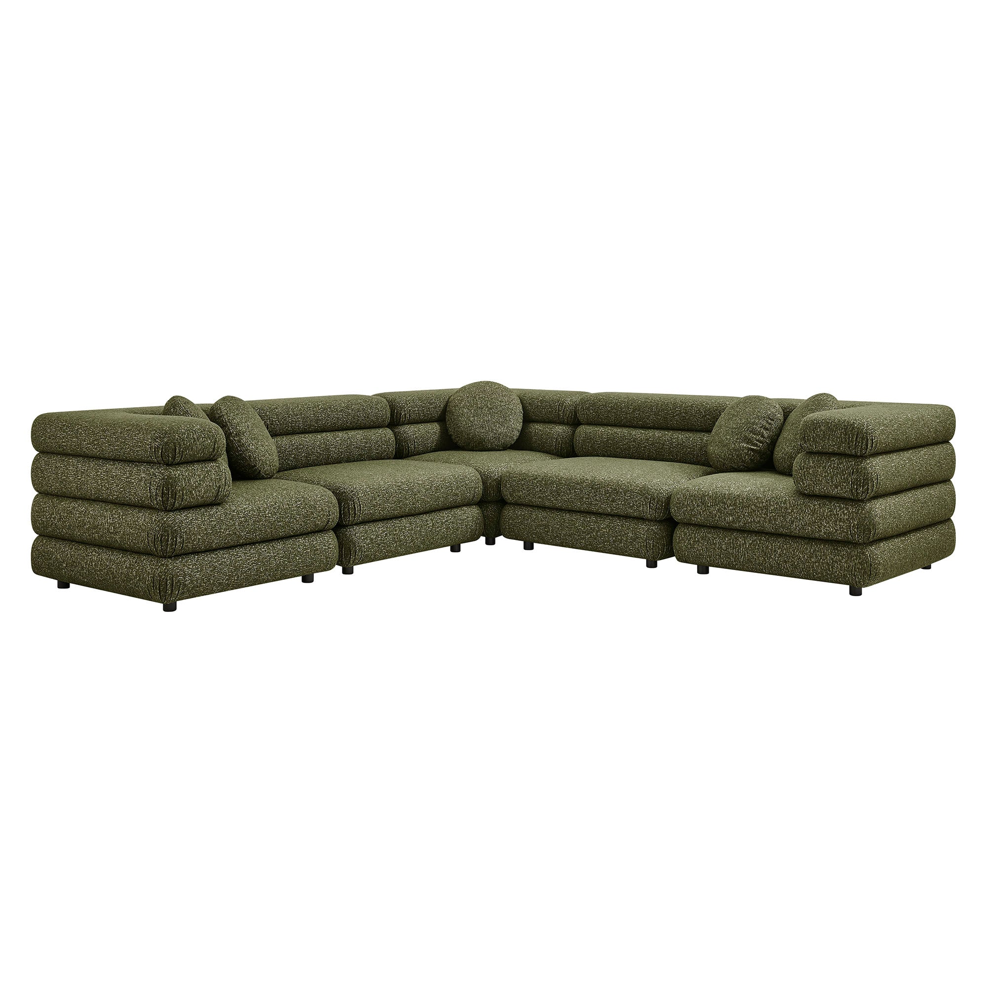 Jubilee 5-Piece Upholstered Modular L-Shaped Sofa Set - Olive