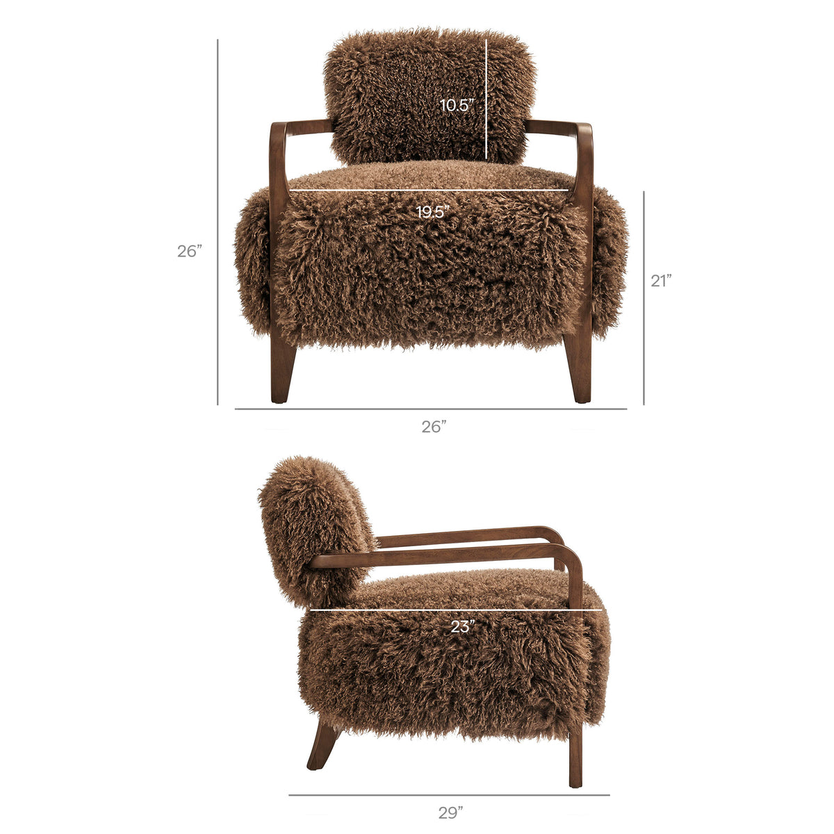 Zinnia Faux Fur Accent Chair - Brown