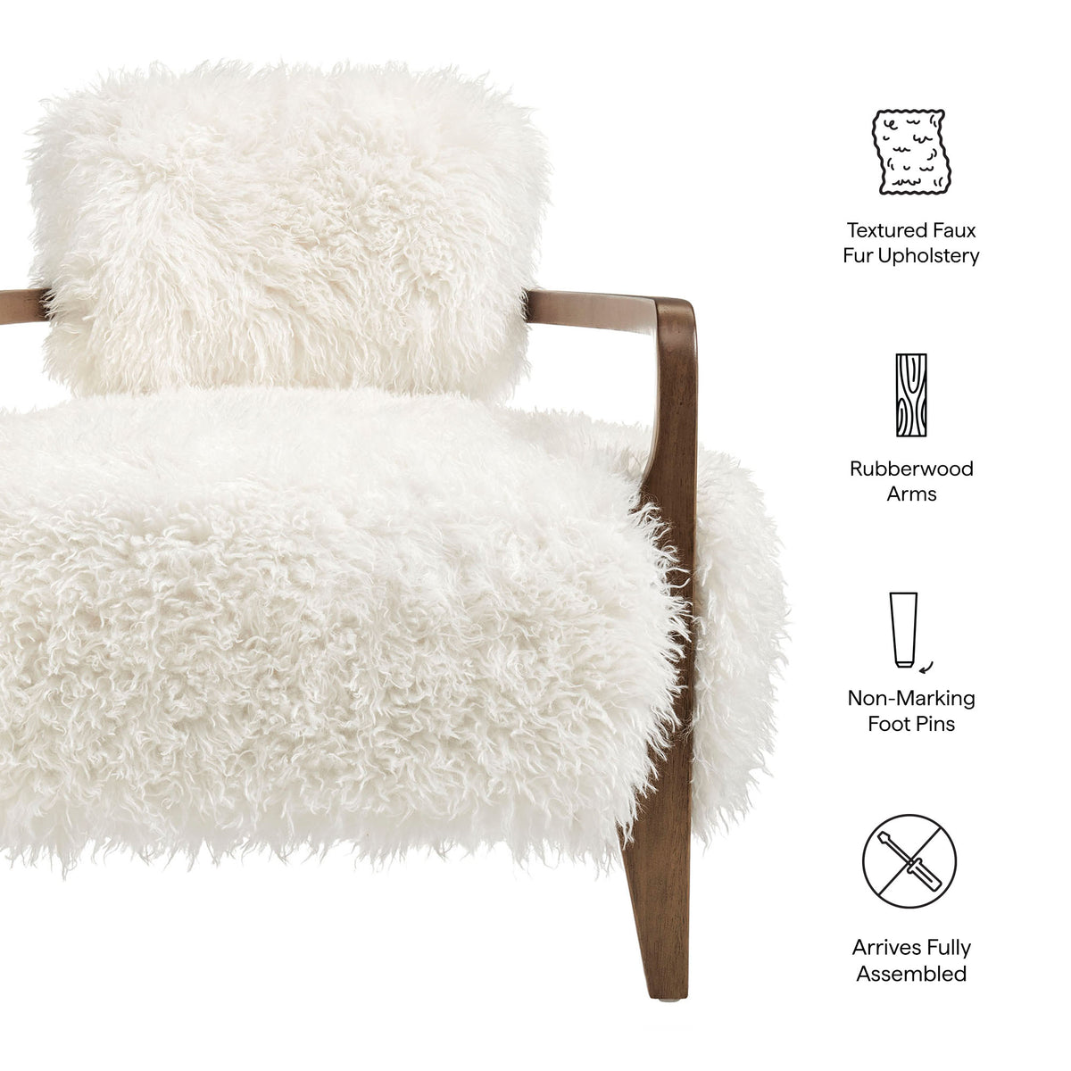 Zinnia Faux Fur Accent Chair - White
