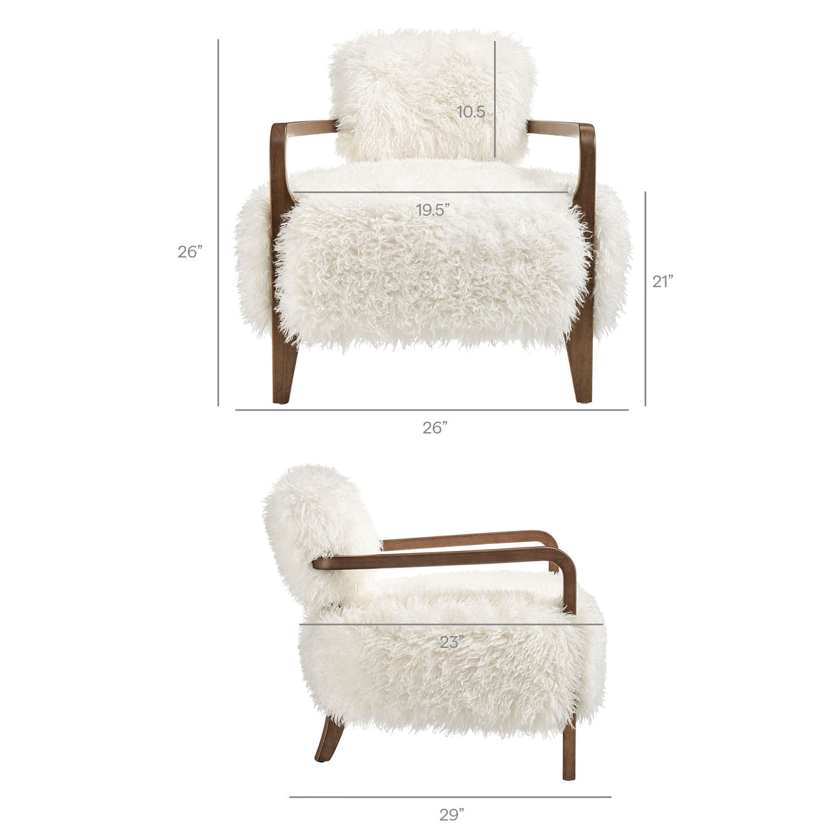Zinnia Faux Fur Accent Chair - White