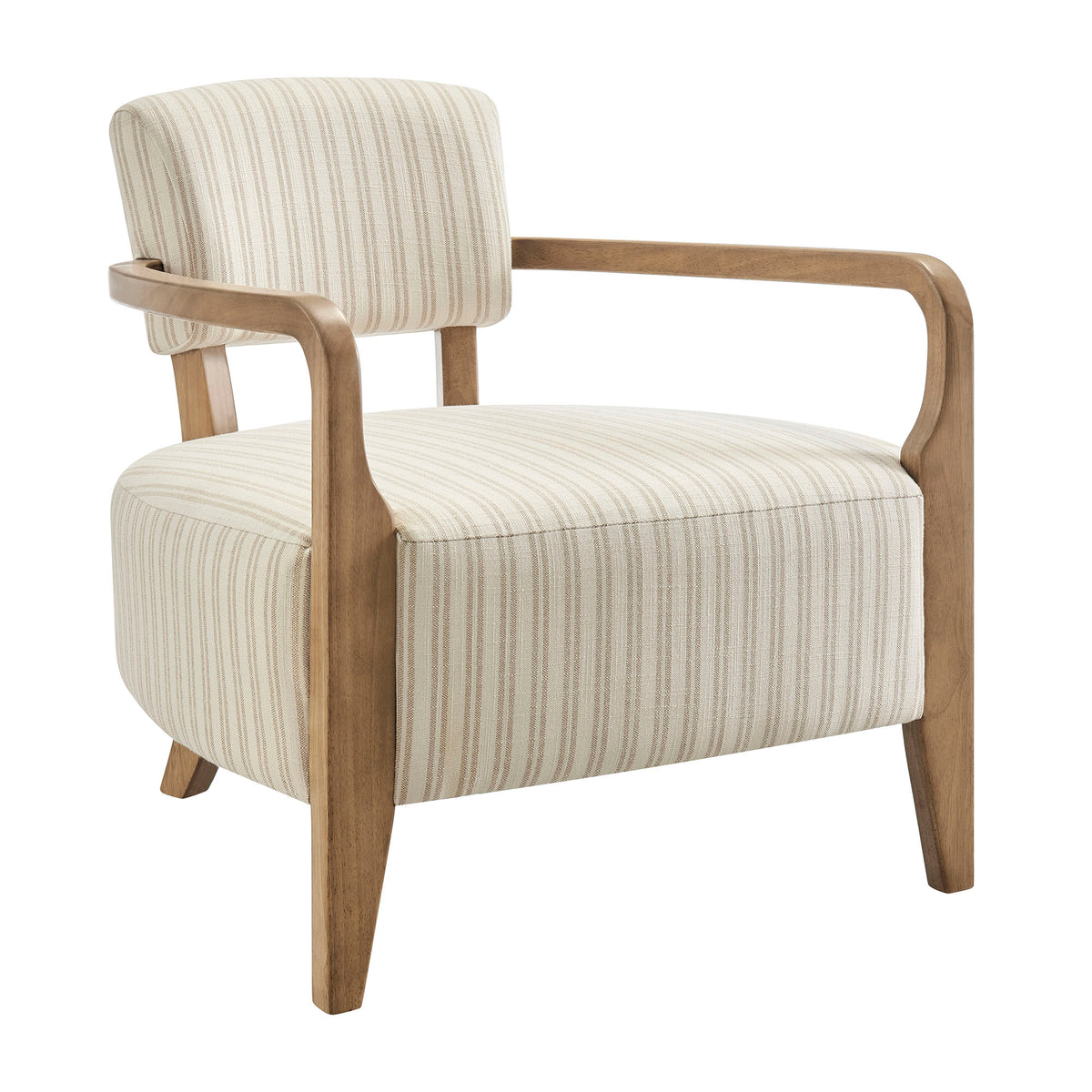 Zinnia Striped Fabric Upholstered Accent Chair - Oatmeal Stripe