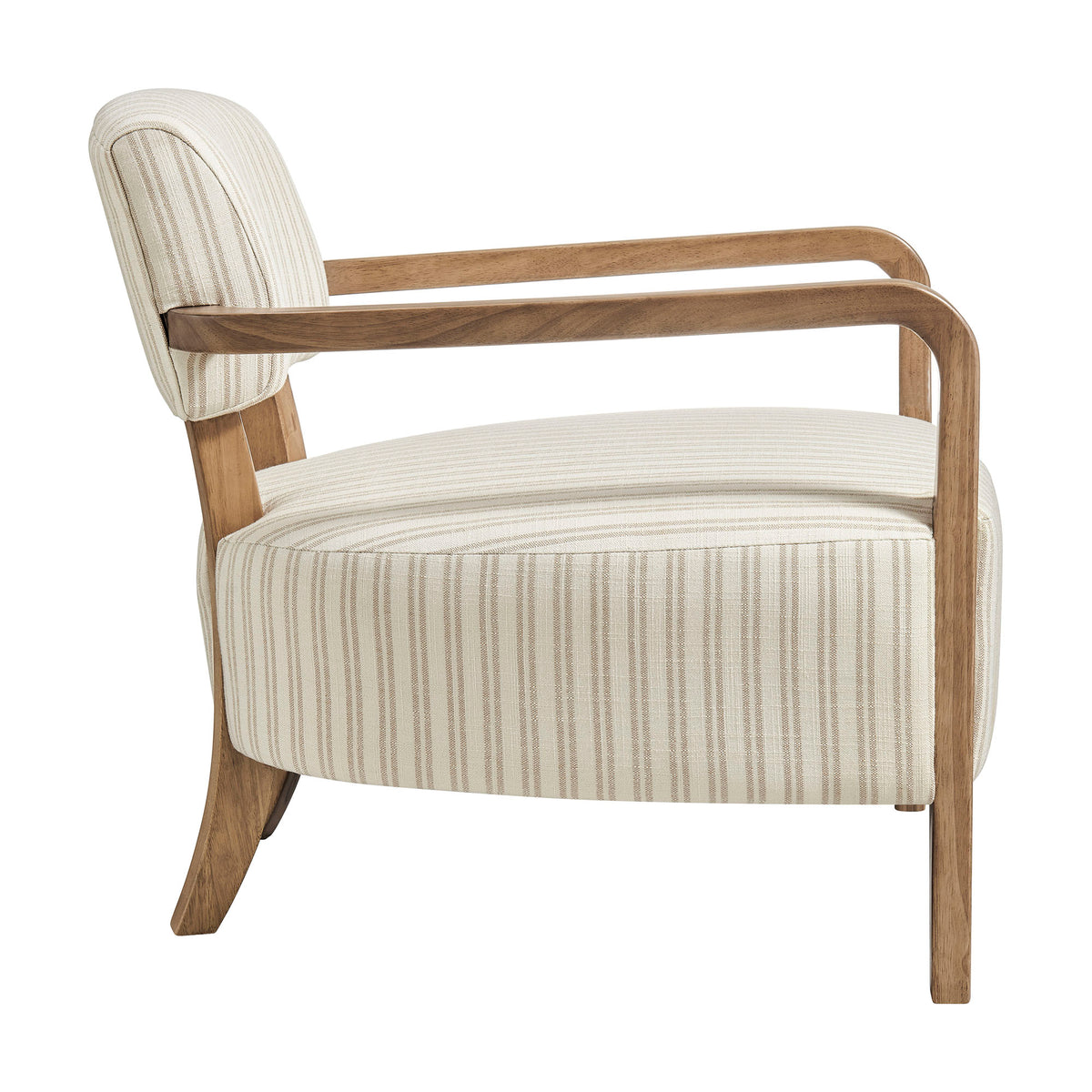 Zinnia Striped Fabric Upholstered Accent Chair - Oatmeal Stripe