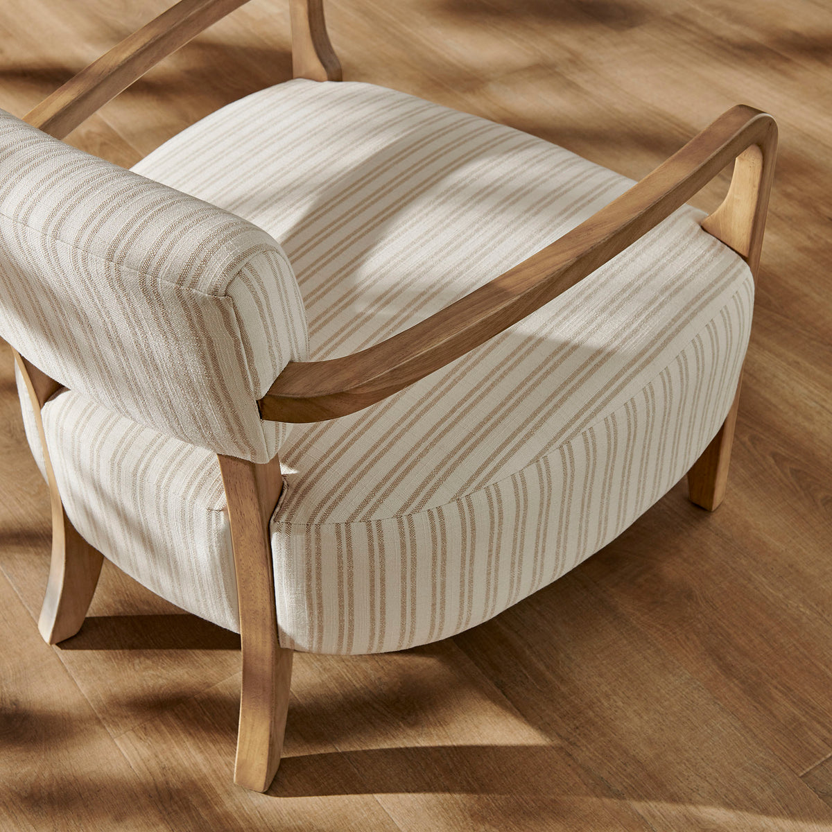 Zinnia Striped Fabric Upholstered Accent Chair - Oatmeal Stripe