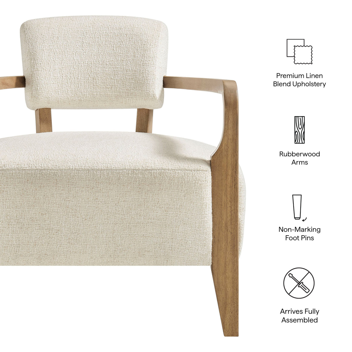 Zinnia Linen Blend Accent Chair - Ivory