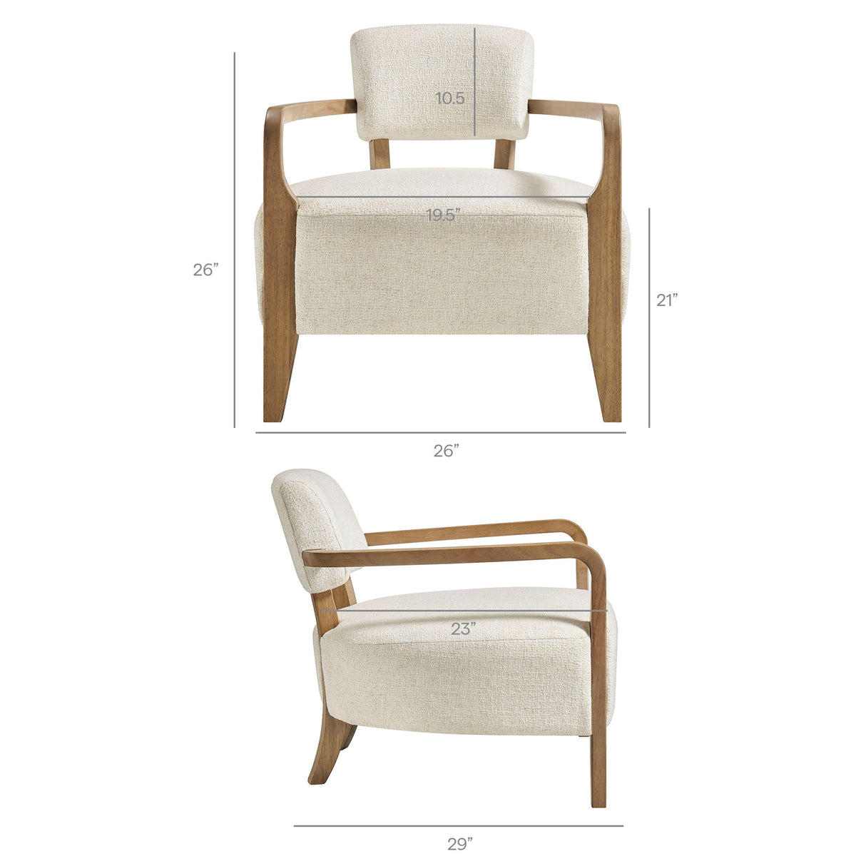 Zinnia Linen Blend Accent Chair - Ivory