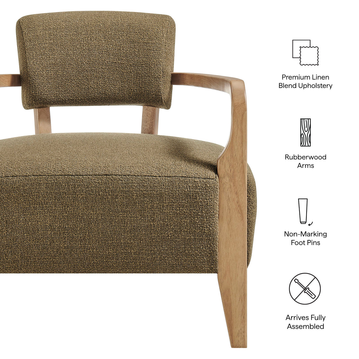 Zinnia Linen Blend Accent Chair - Olive