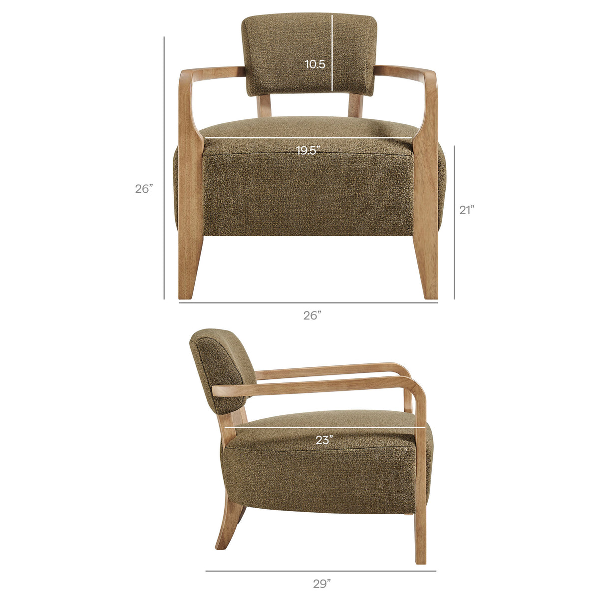 Zinnia Linen Blend Accent Chair - Olive