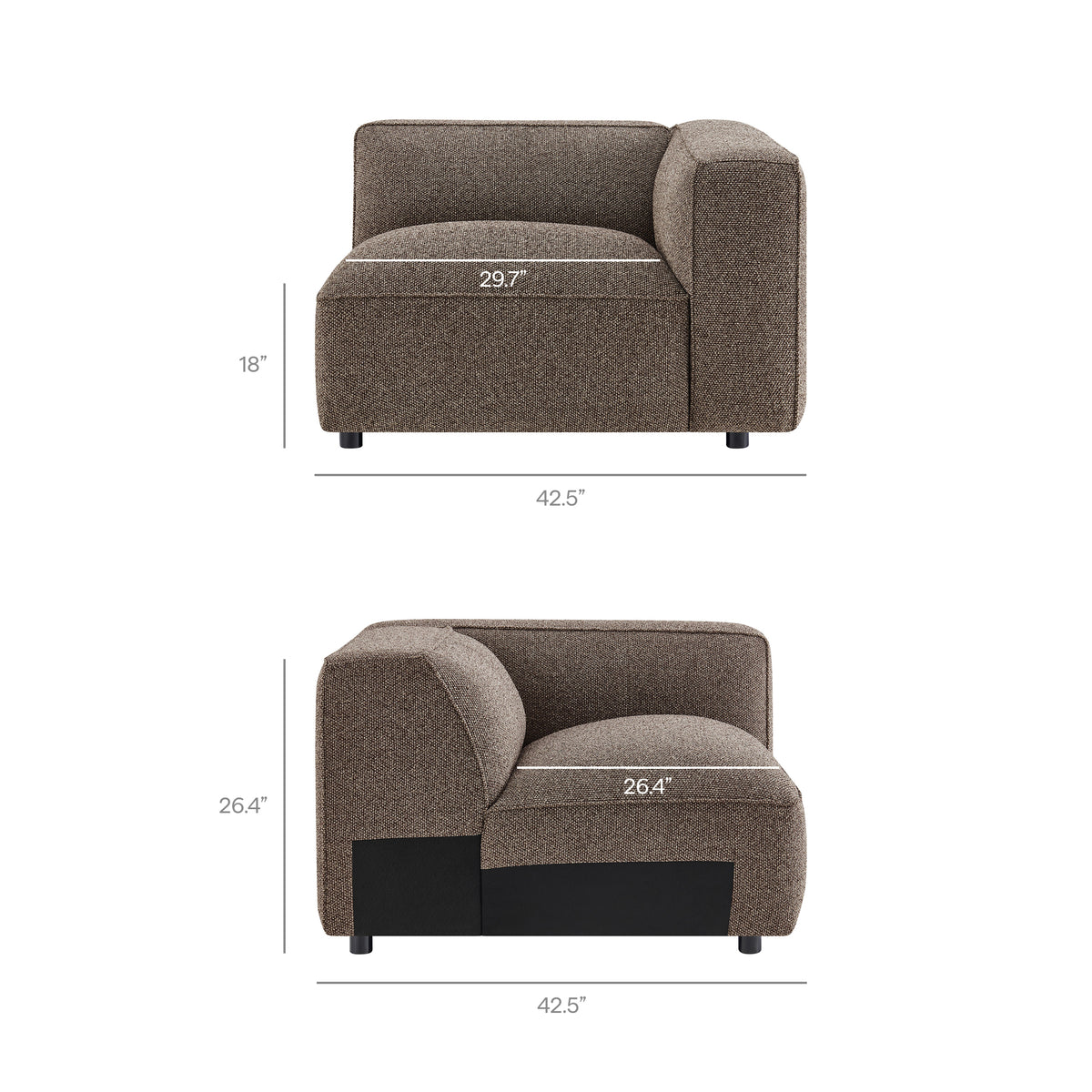 Auren 3 Piece Lattice Bouclé Upholstered Modular Loveseat with Ottoman - Earth