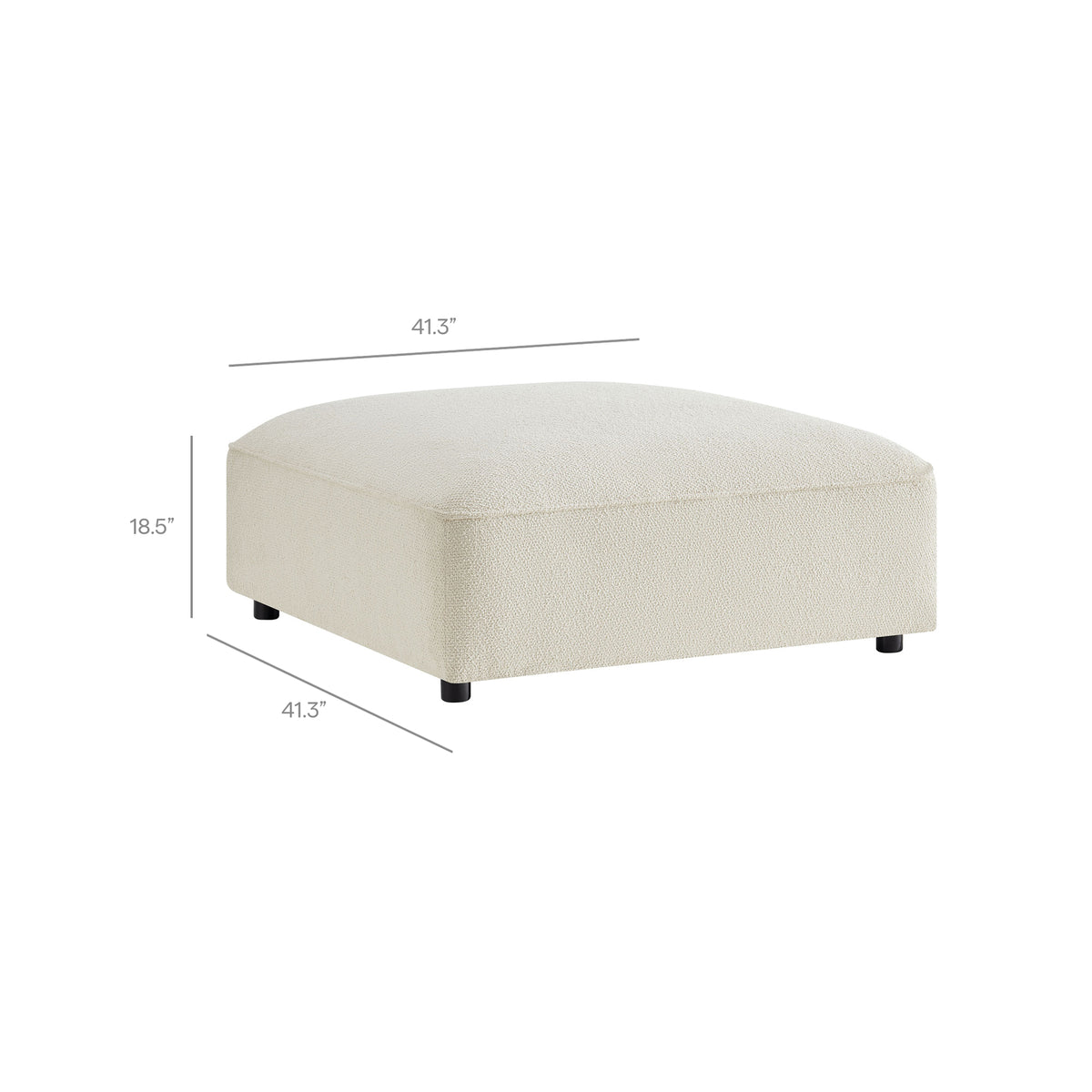 Auren 4 Piece Lattice Bouclé Upholstered Modular Sofa with Ottoman - Cream