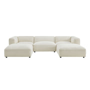 Auren 5 Piece Lattice Bouclé Upholstered Modular Sectional - Cream