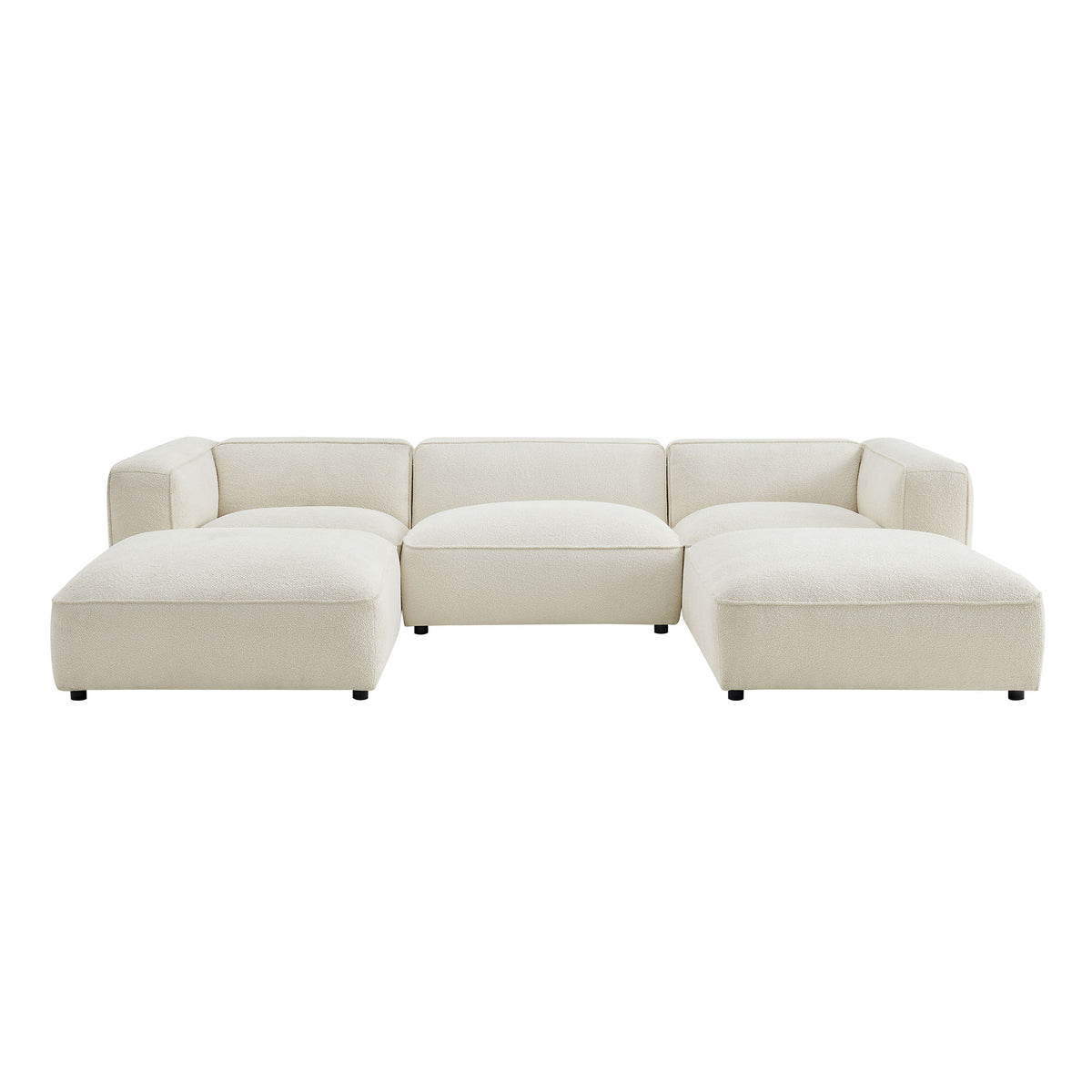 Auren 5 Piece Lattice Bouclé Upholstered Modular Sectional - Cream