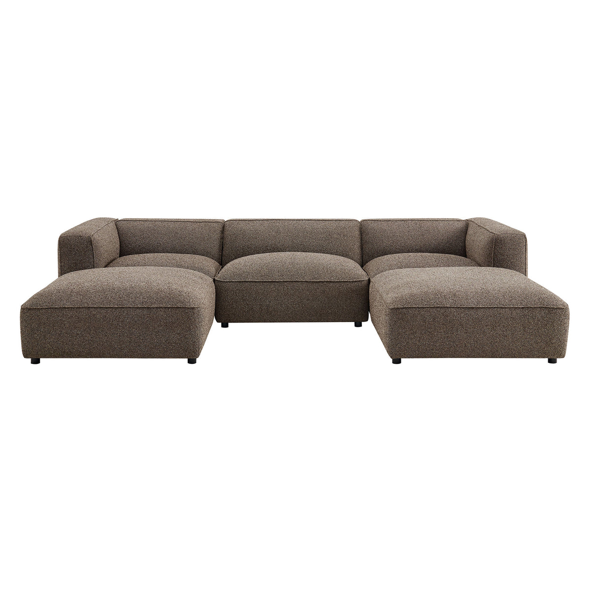 Auren 5 Piece Lattice Bouclé Upholstered Modular Sectional - Earth