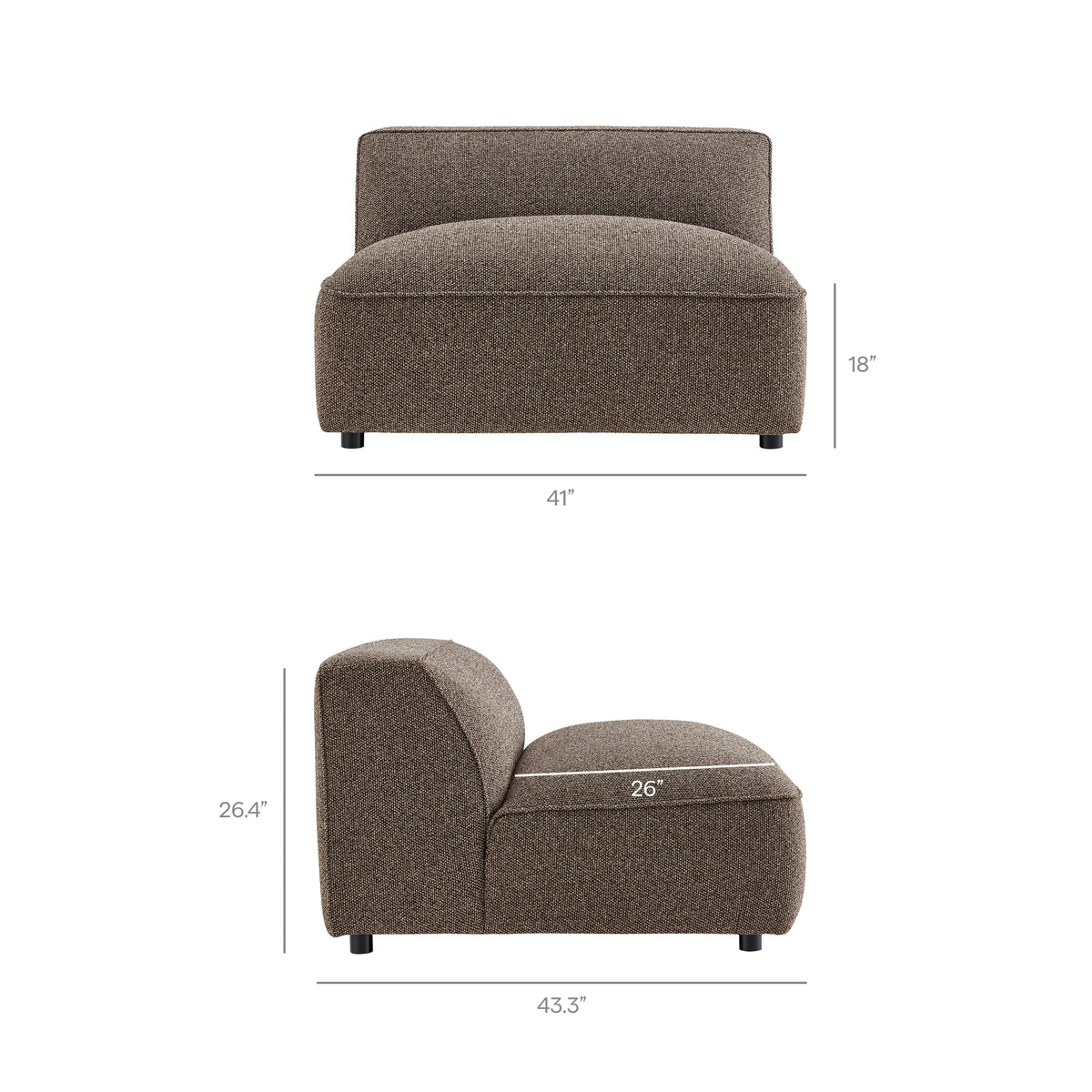 Auren 5 Piece Lattice Bouclé Upholstered Modular Sectional - Earth