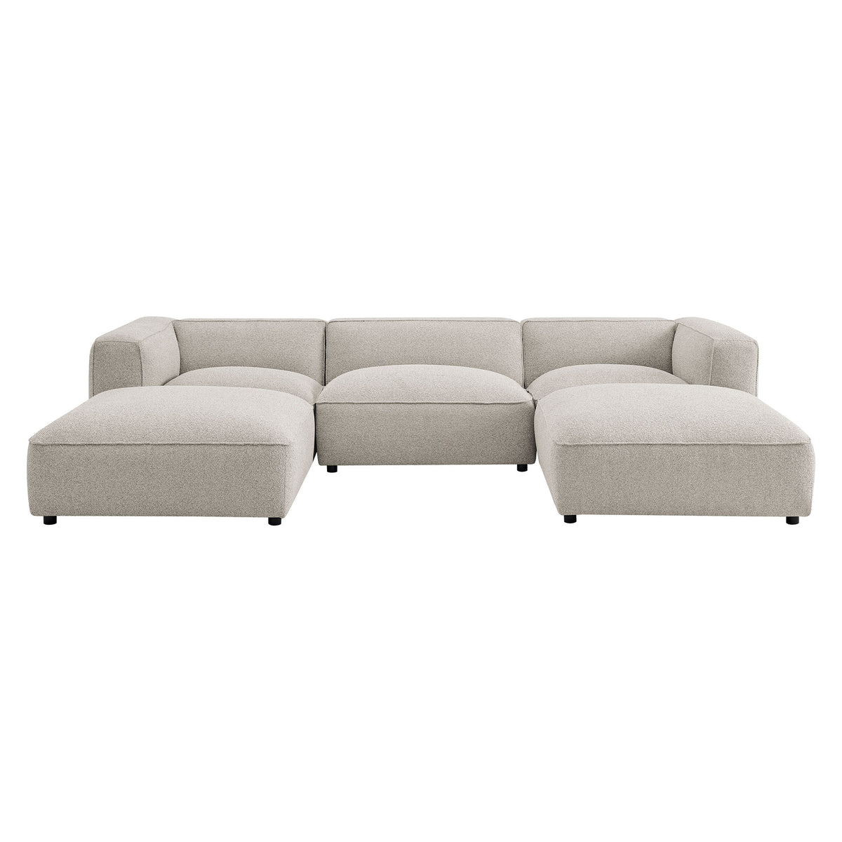 Auren 5 Piece Lattice Bouclé Upholstered Modular Sectional - Fog