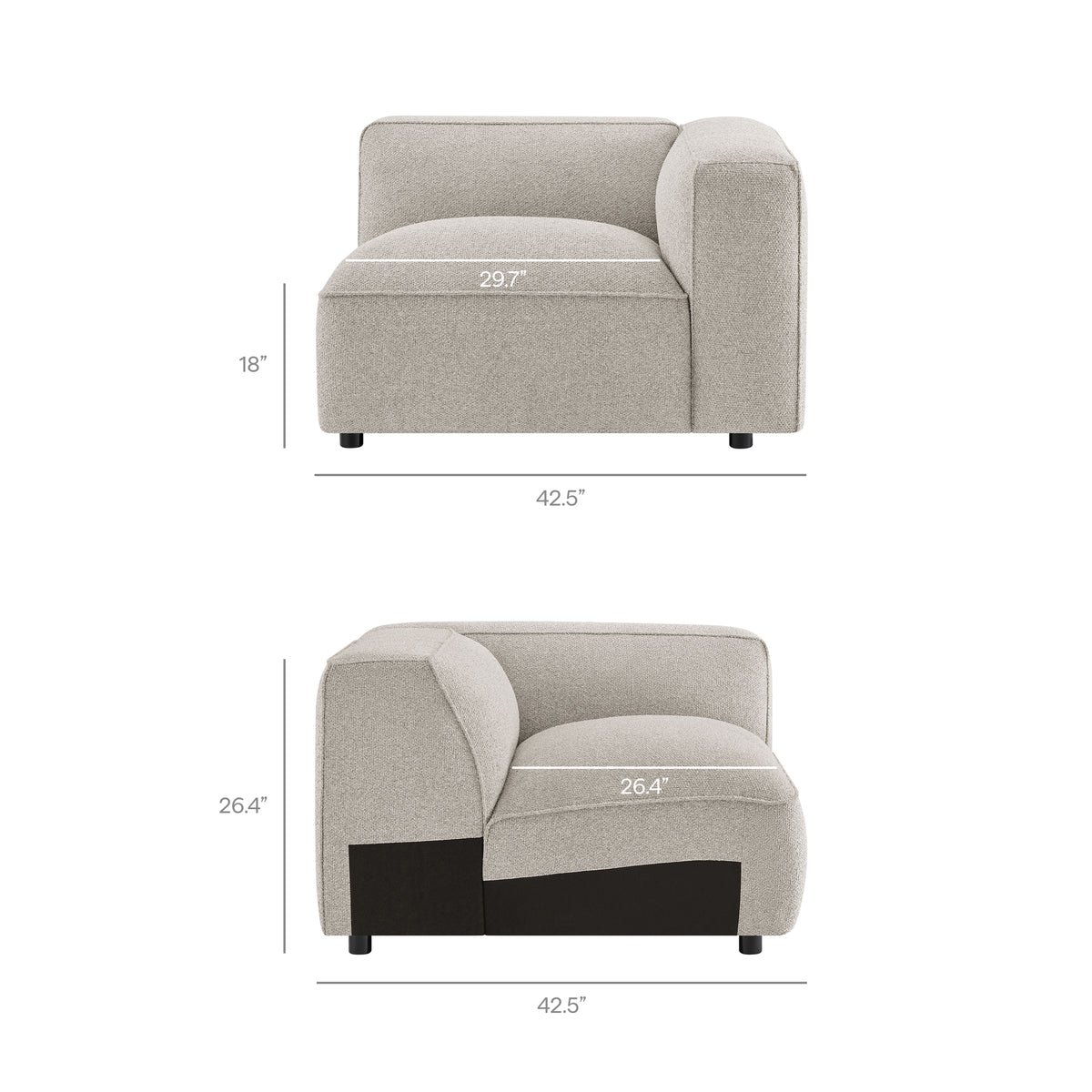 Auren 5 Piece Lattice Bouclé Upholstered Modular Sectional - Fog