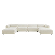 Auren 6 Piece Lattice Bouclé Upholstered Modular Sectional - Cream