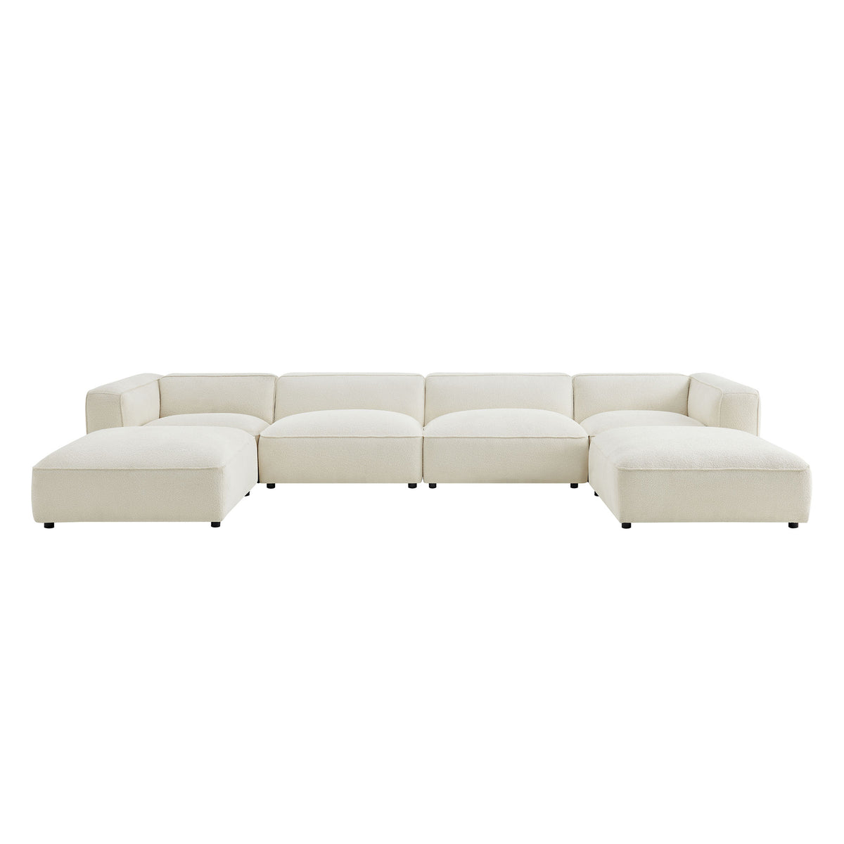Auren 6 Piece Lattice Bouclé Upholstered Modular Sectional - Cream