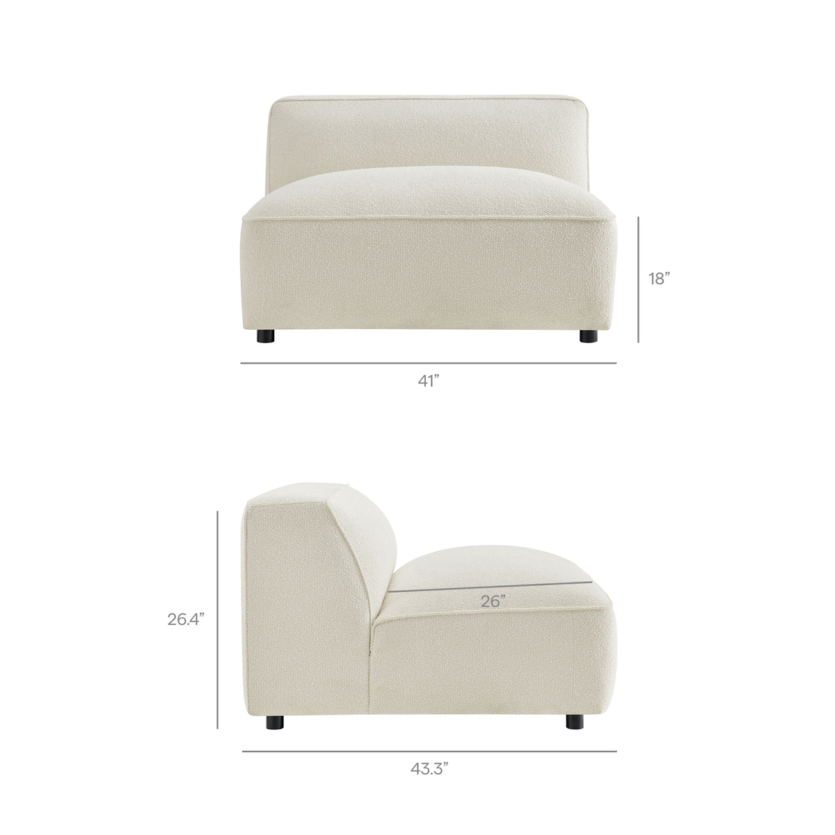 Auren 6 Piece Lattice Bouclé Upholstered Modular Sectional - Cream