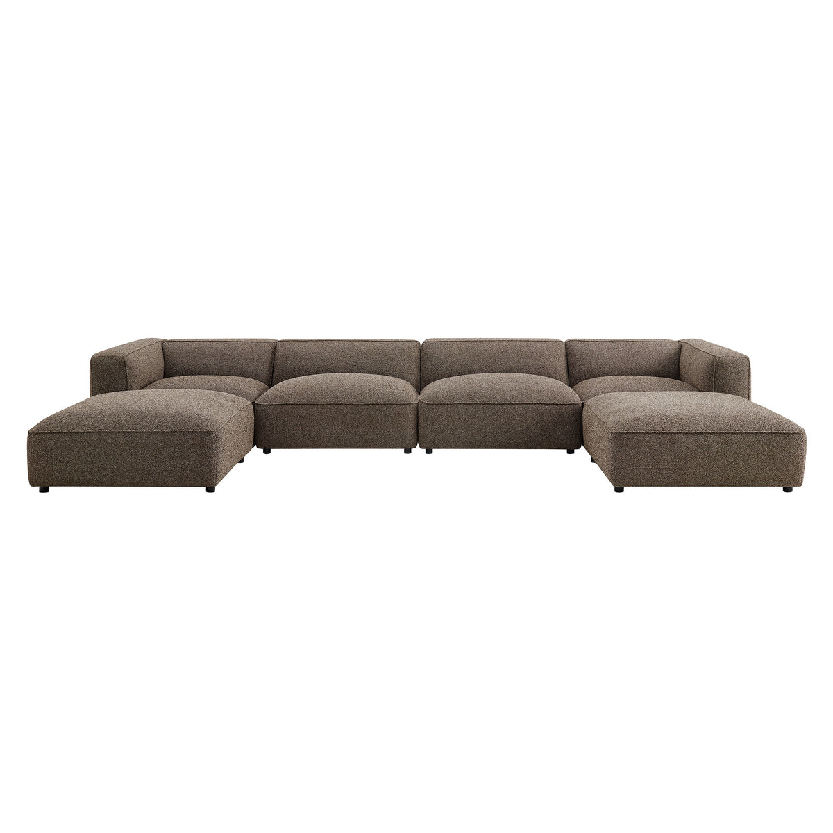 Auren 6 Piece Lattice Bouclé Upholstered Modular Sectional - Earth