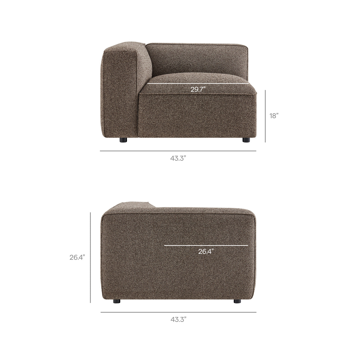 Auren 6 Piece Lattice Bouclé Upholstered Modular Sectional - Earth