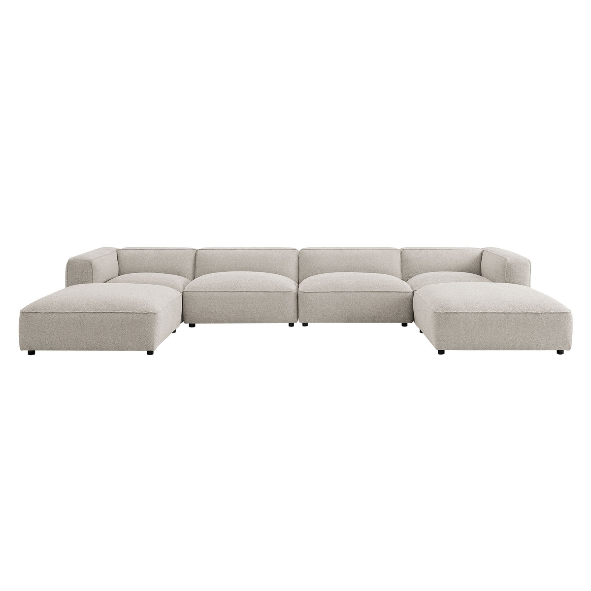Auren 6 Piece Lattice Bouclé Upholstered Modular Sectional - Fog