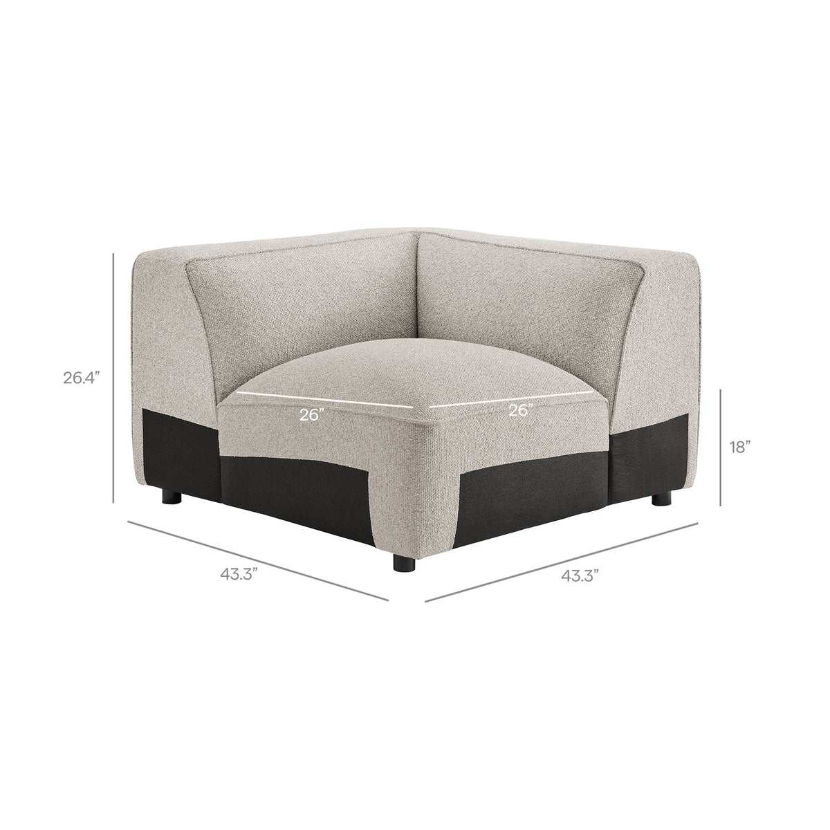 Auren 5 Piece Lattice Bouclé Upholstered Modular Corner Sectional - Fog