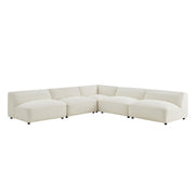 Auren 5 Piece Lattice Bouclé Upholstered Modular Corner Sectional - Cream