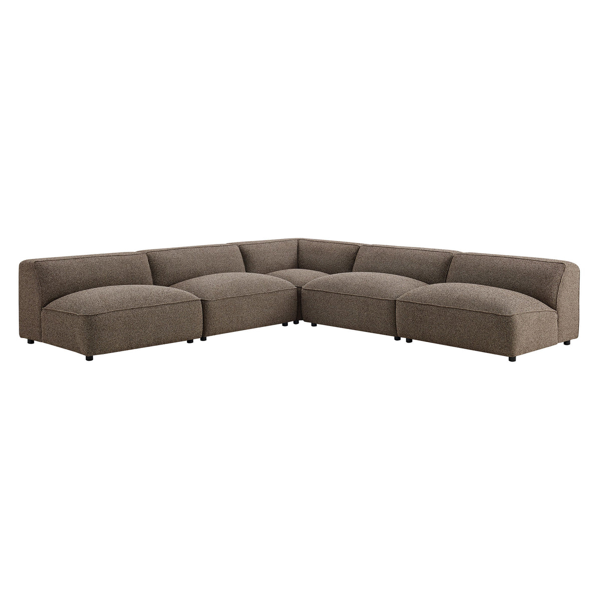 Auren 5 Piece Lattice Bouclé Upholstered Modular Corner Sectional - Earth