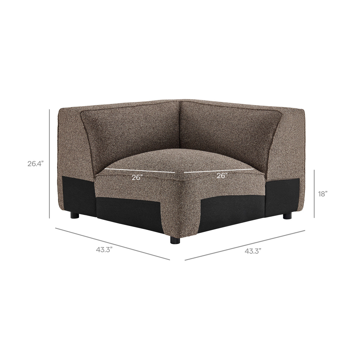 Auren 5 Piece Lattice Bouclé Upholstered Modular Corner Sectional - Earth