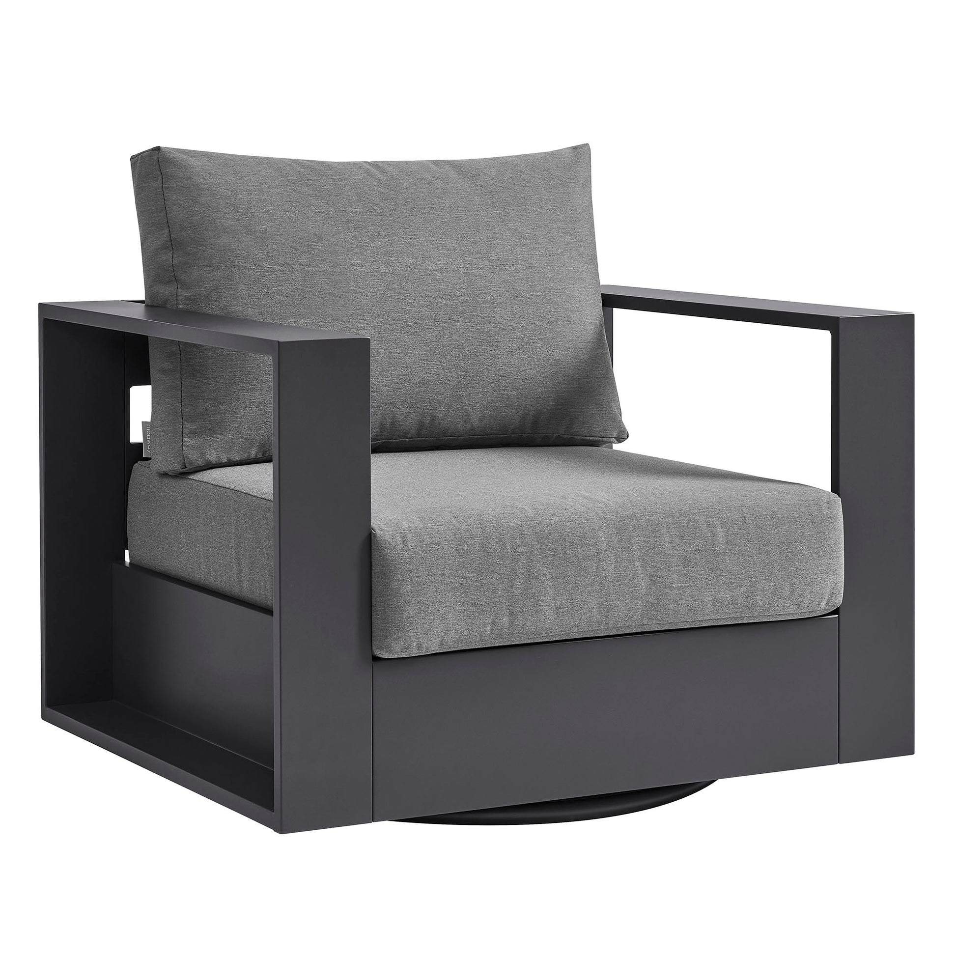 Tahoe Outdoor Powder-Coated Aluminum Swivel Armchair - Gray Charcoal