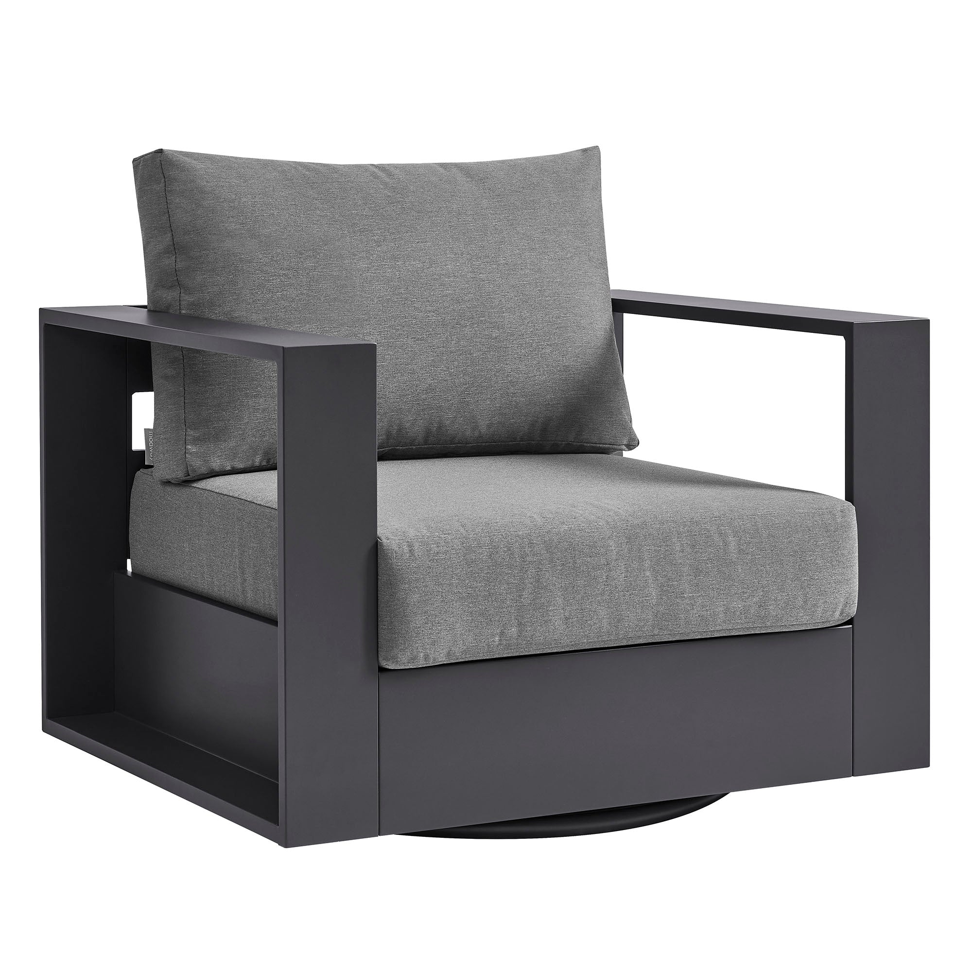 Tahoe Outdoor Powder-Coated Aluminum Swivel Armchair - Gray Charcoal