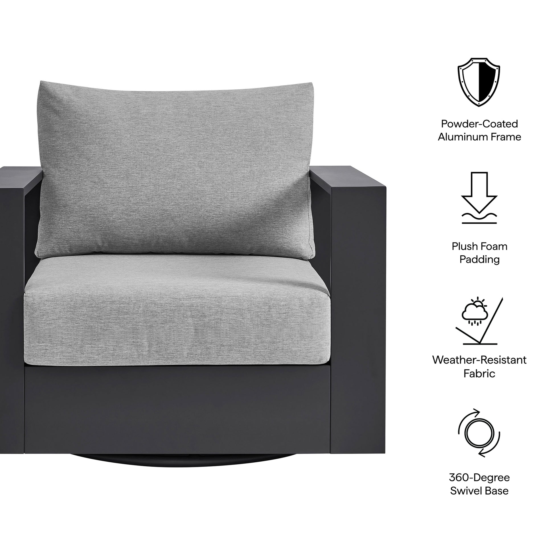 Tahoe Outdoor Powder-Coated Aluminum Swivel Armchair