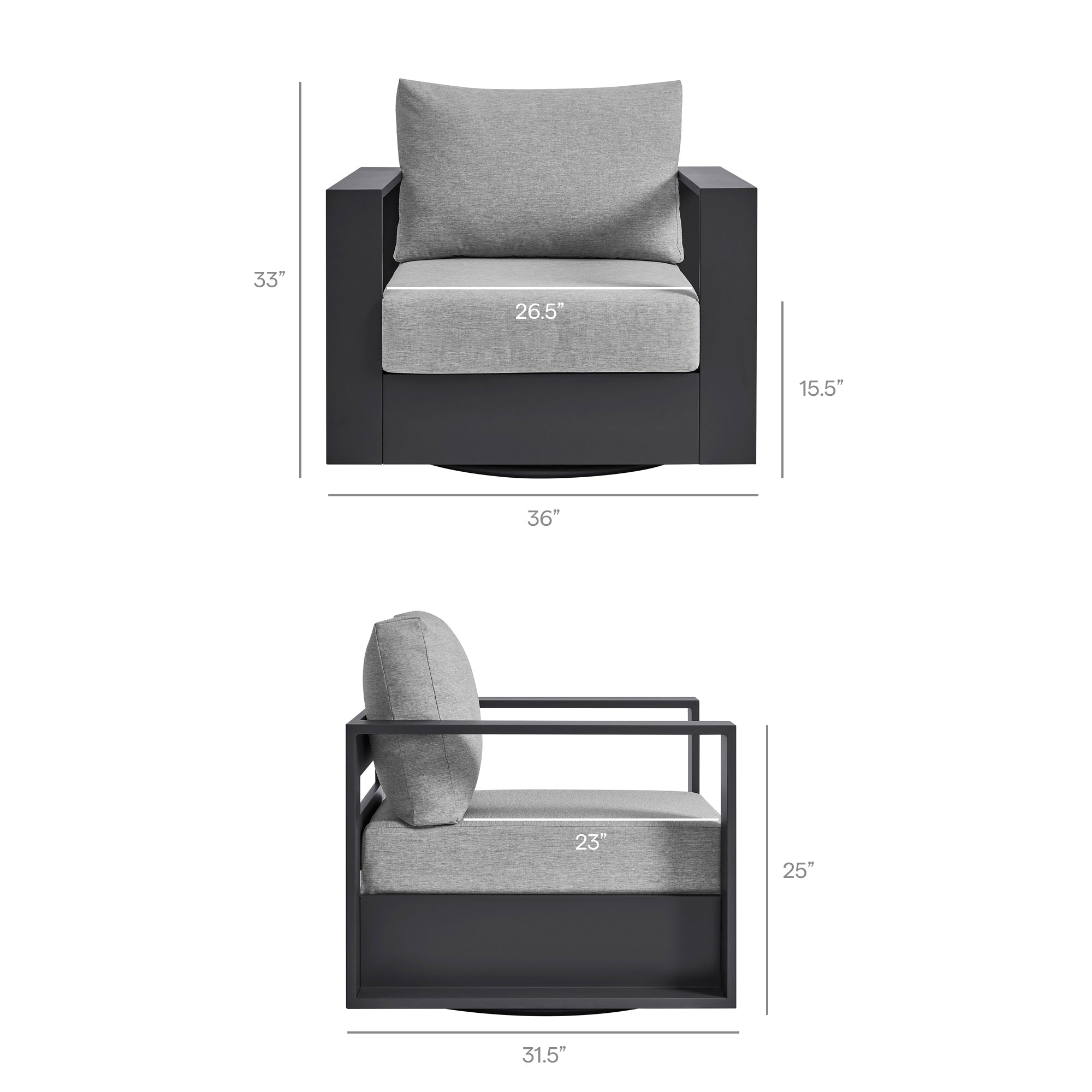 Tahoe Outdoor Powder-Coated Aluminum Swivel Armchair