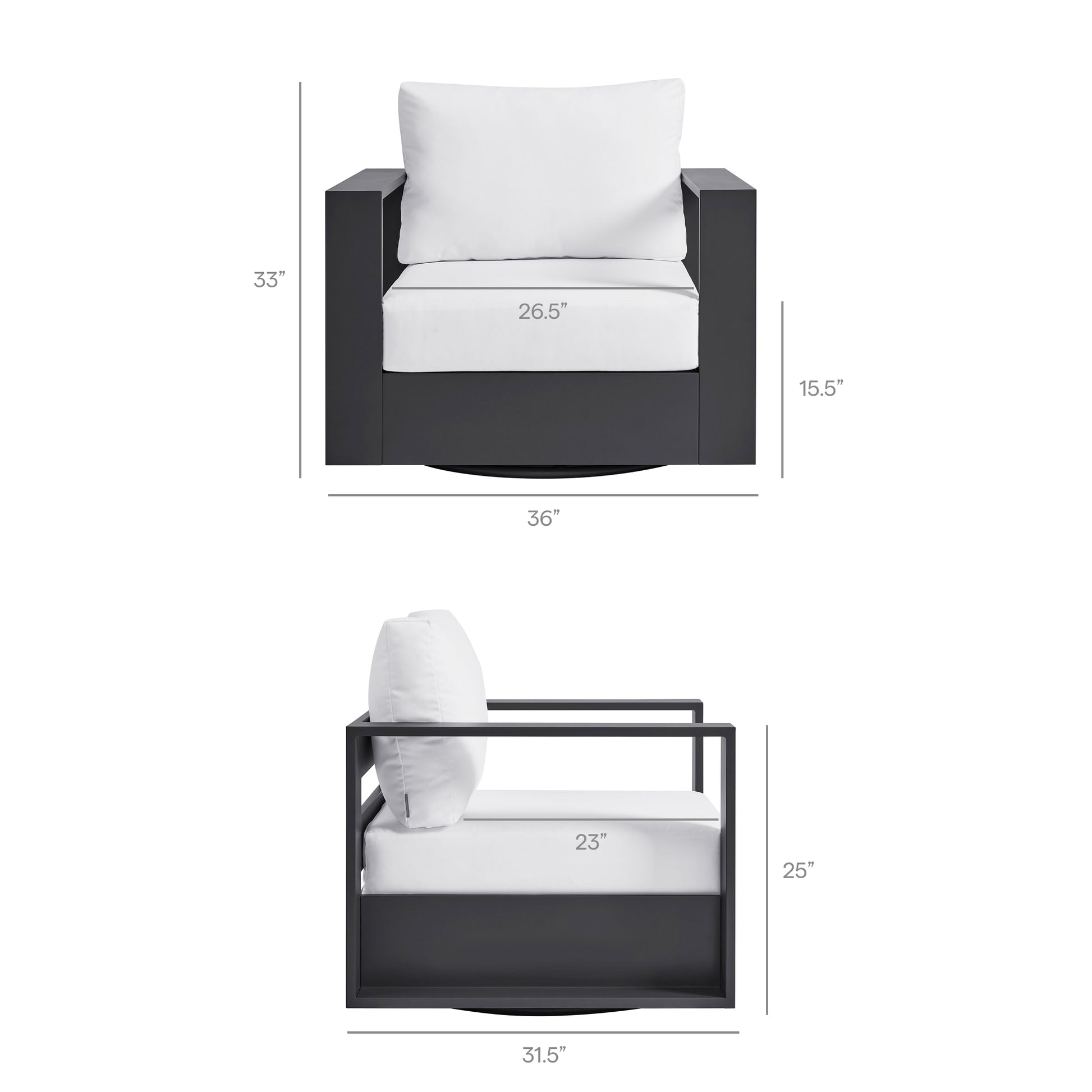 Tahoe Outdoor Powder-Coated Aluminum Swivel Armchair
