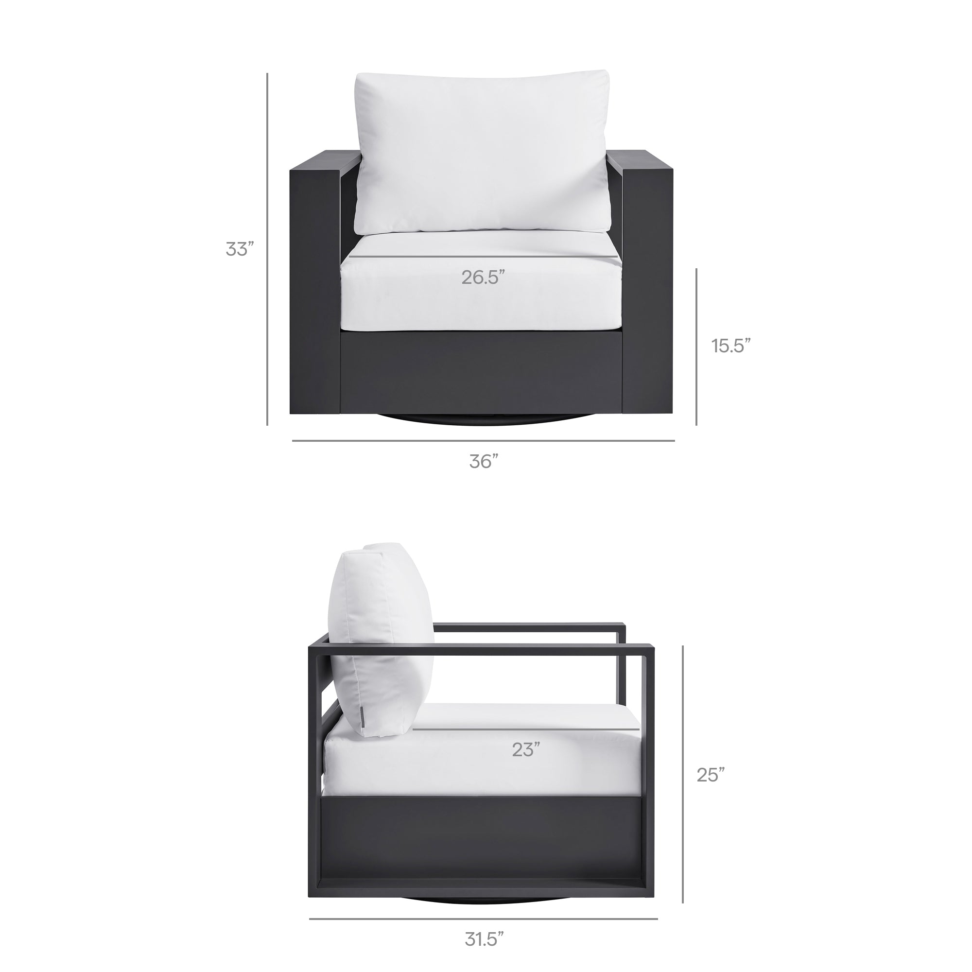 Tahoe Outdoor Powder-Coated Aluminum Swivel Armchair