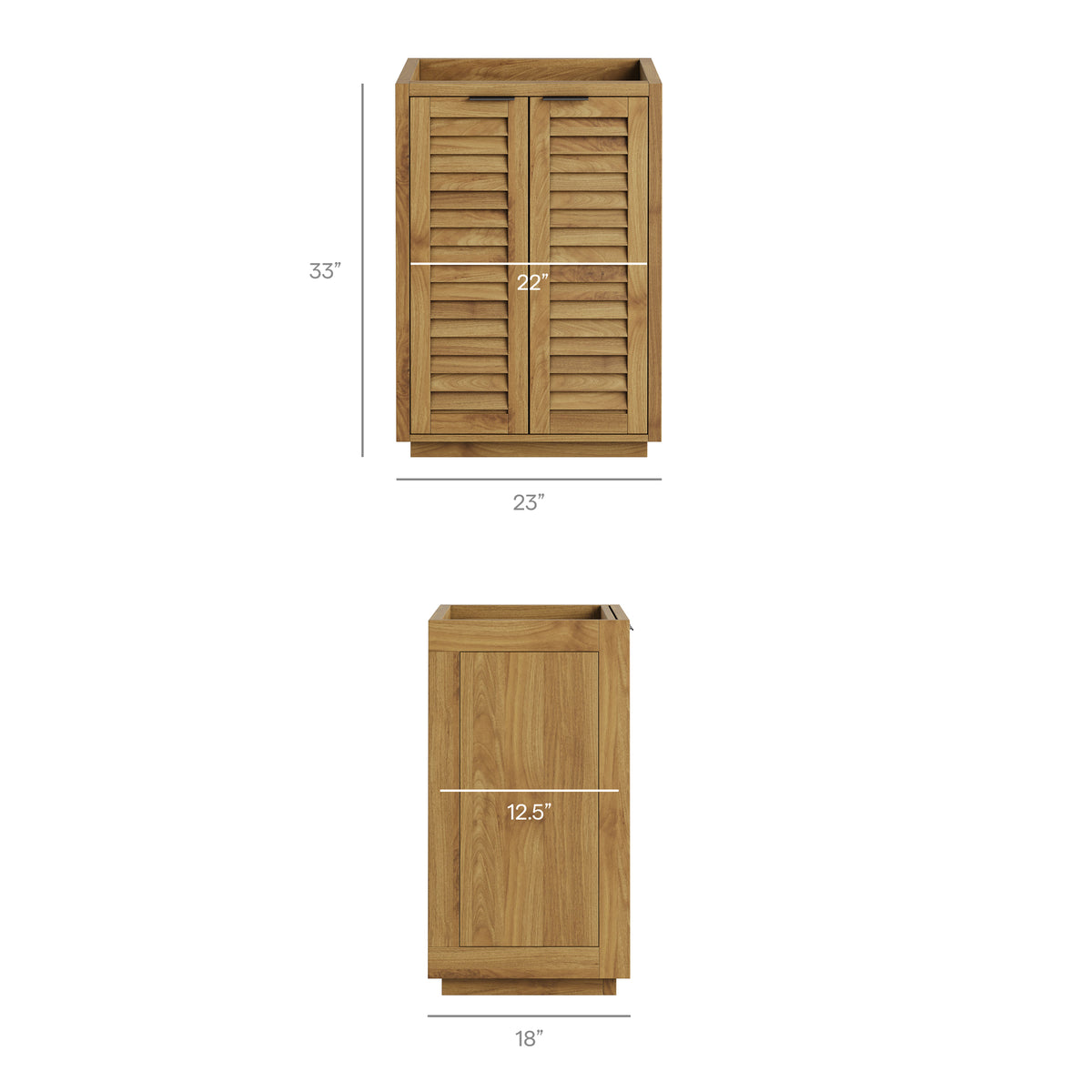 Tavira 24 Inch Shutter-Style Bathroom Vanity Cabinet - Natural