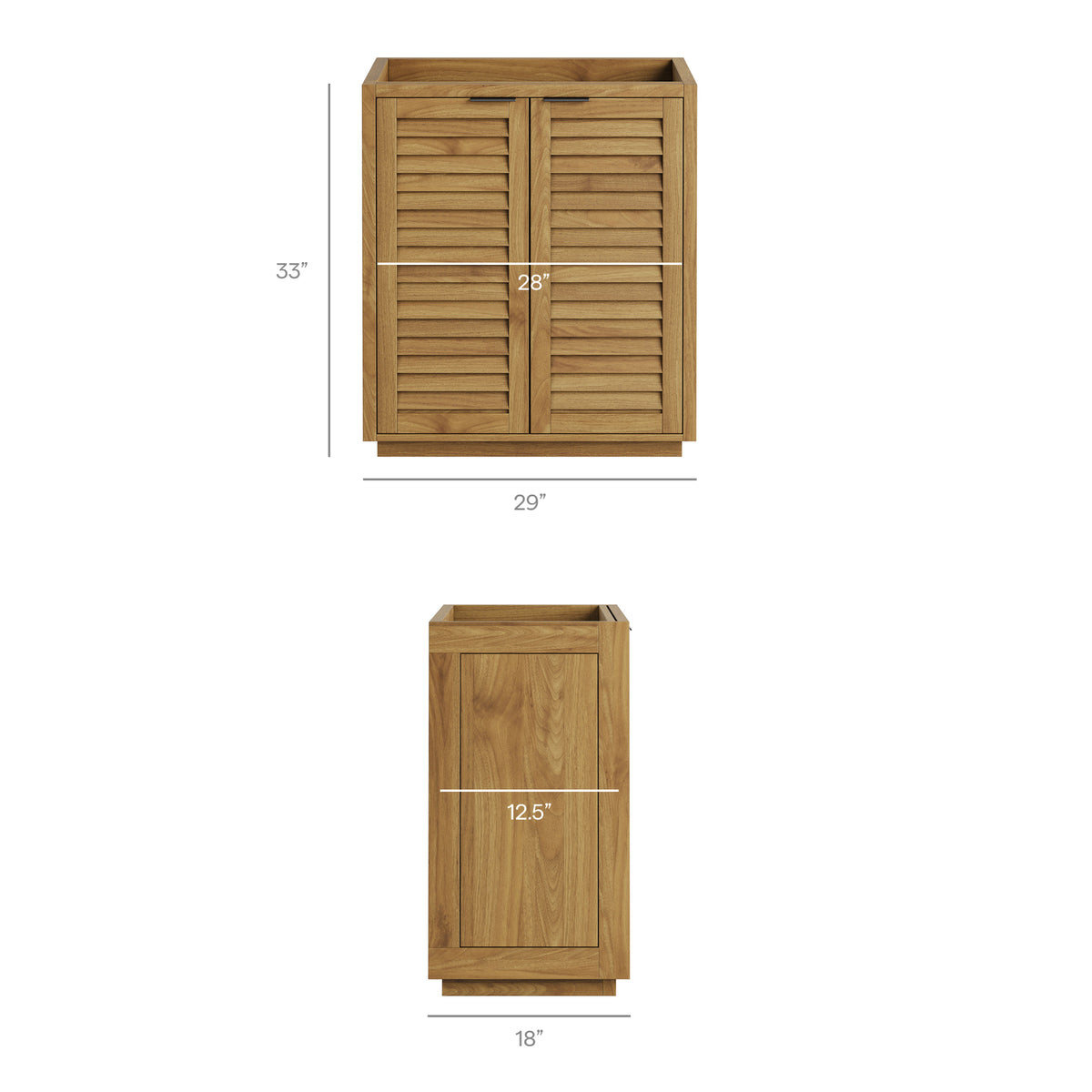 Tavira 30 Inch Shutter-Style Bathroom Vanity Cabinet - Natural