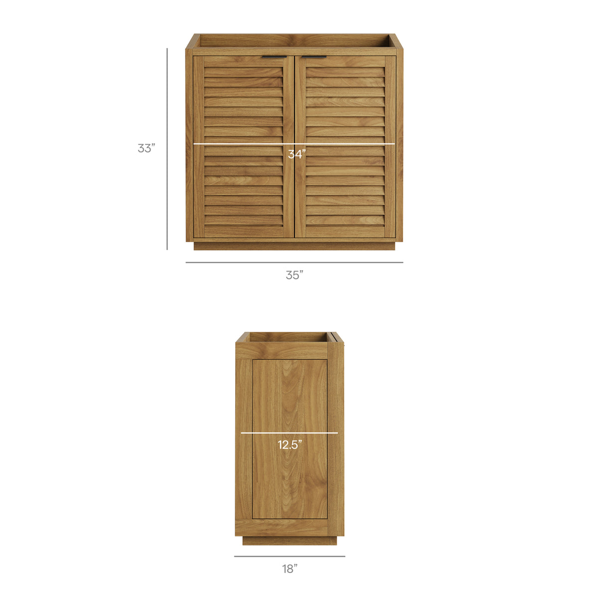 Tavira 36 Inch Shutter-Style Bathroom Vanity Cabinet - Natural