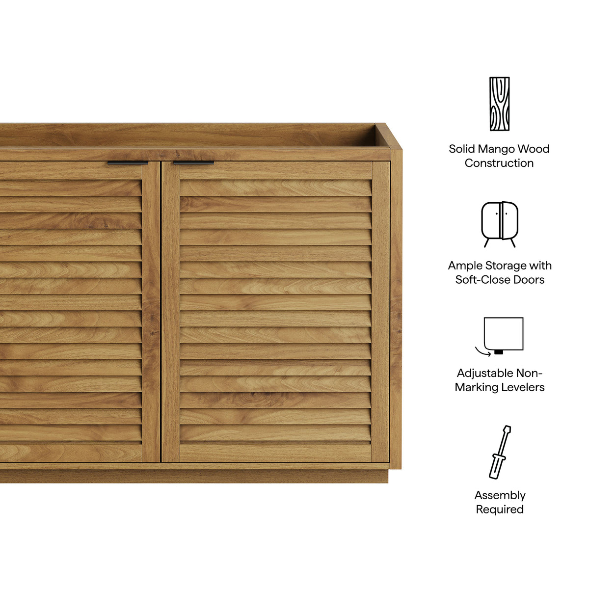 Tavira 48 Inch Shutter-Style Bathroom Vanity Cabinet - Natural
