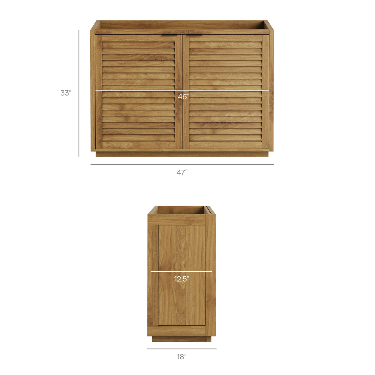 Tavira 48 Inch Shutter-Style Bathroom Vanity Cabinet - Natural
