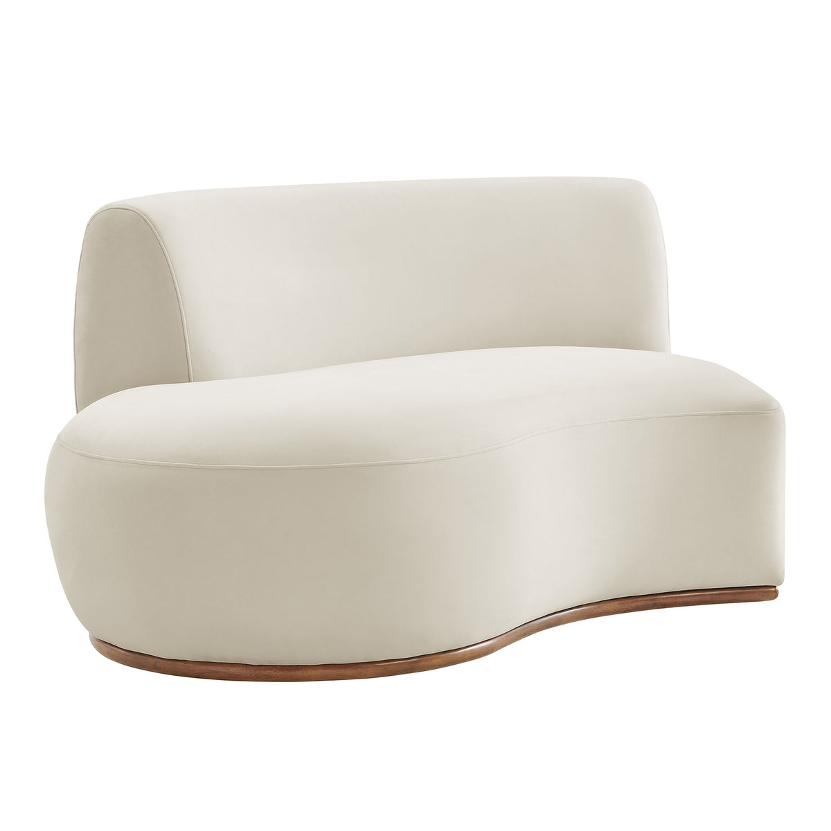 Rialta Curved Left-Arm Performance Velvet Sectional Loveseat - Alabaster