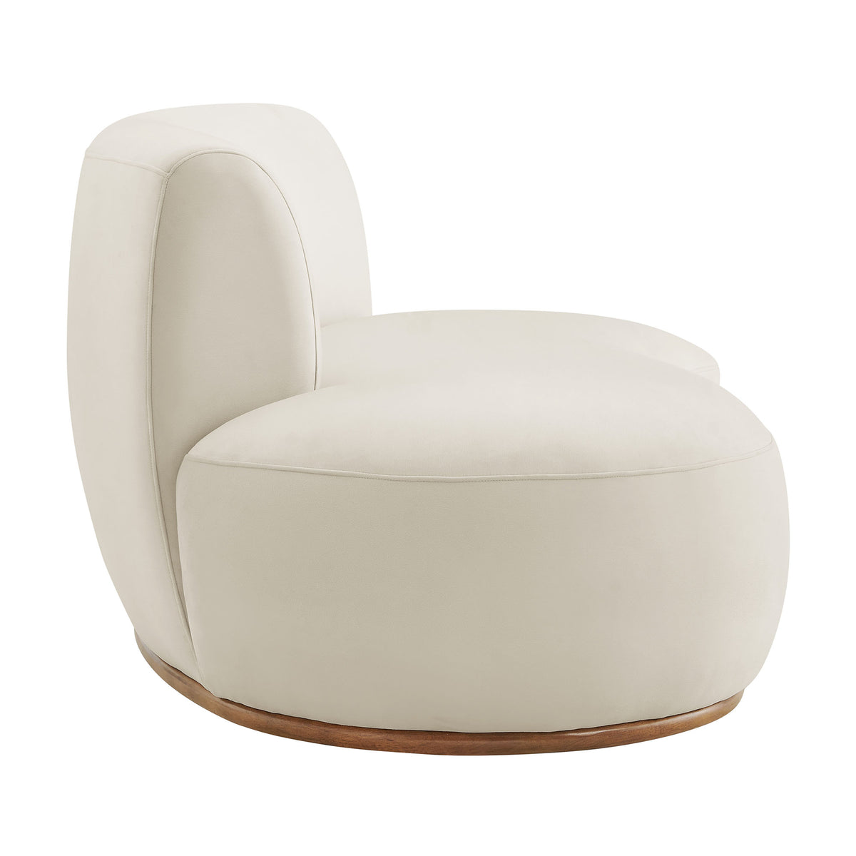Rialta Curved Left-Arm Performance Velvet Sectional Loveseat - Alabaster