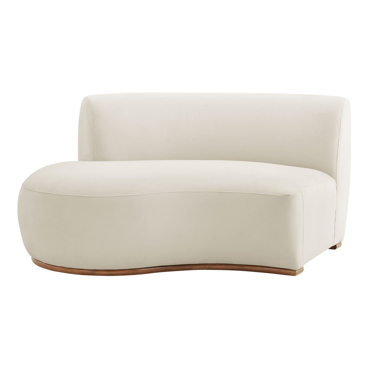 Rialta Curved Left-Arm Performance Velvet Sectional Loveseat - Alabaster