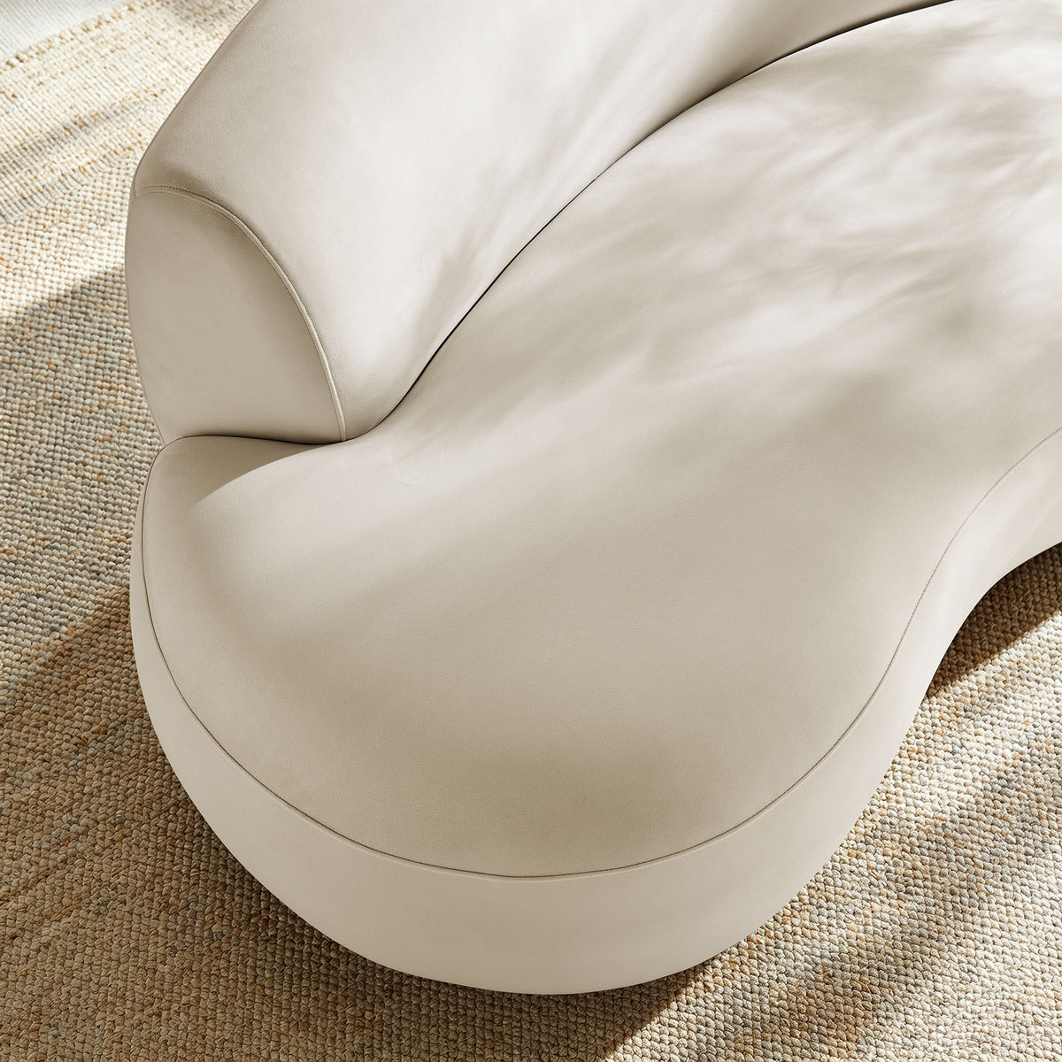 Rialta Curved Left-Arm Performance Velvet Sectional Loveseat - Alabaster