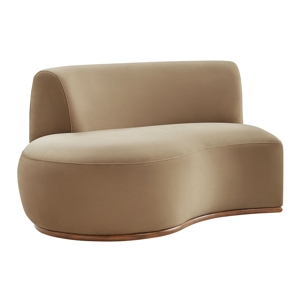 Rialta Curved Left-Arm Performance Velvet Sectional Loveseat - Taupe